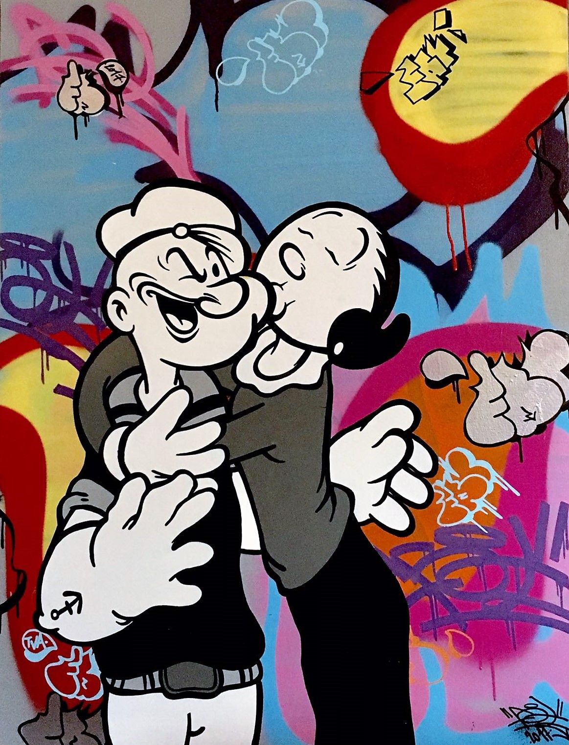 FAT FAT

 Popeye und Olive, 2017

 

 Acryl, Spray und Posca auf Leinwand

 Vom &hellip;