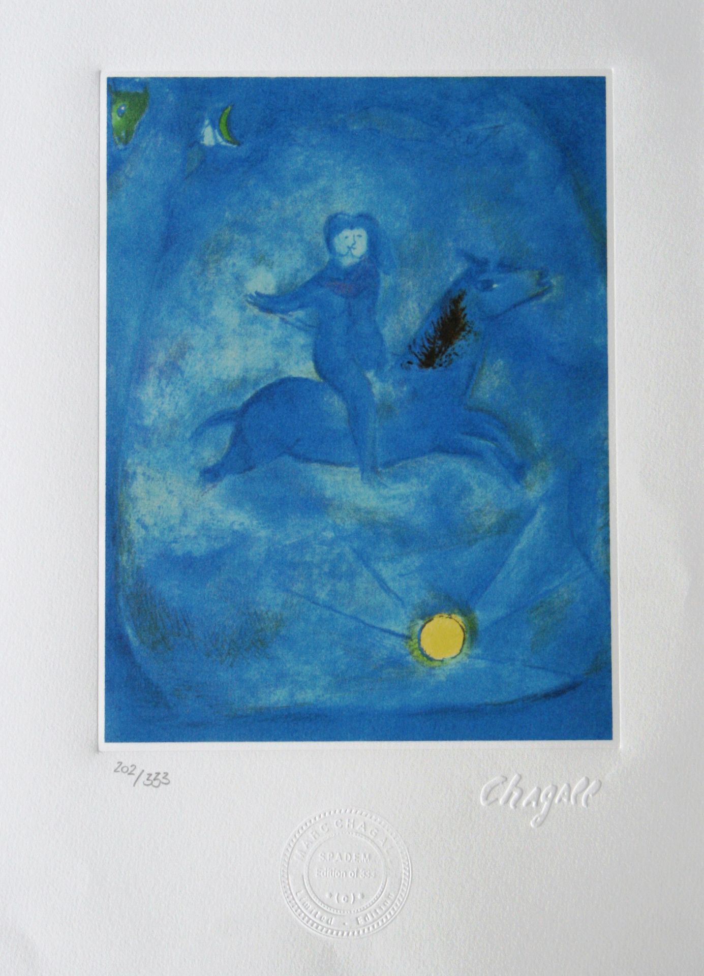 Marc Chagall Marc CHAGALL（后）。

一千零一夜》，1985年

 

 石版画，阿凯斯梭织纸

 铅笔编号177/333册

 SPA&hellip;