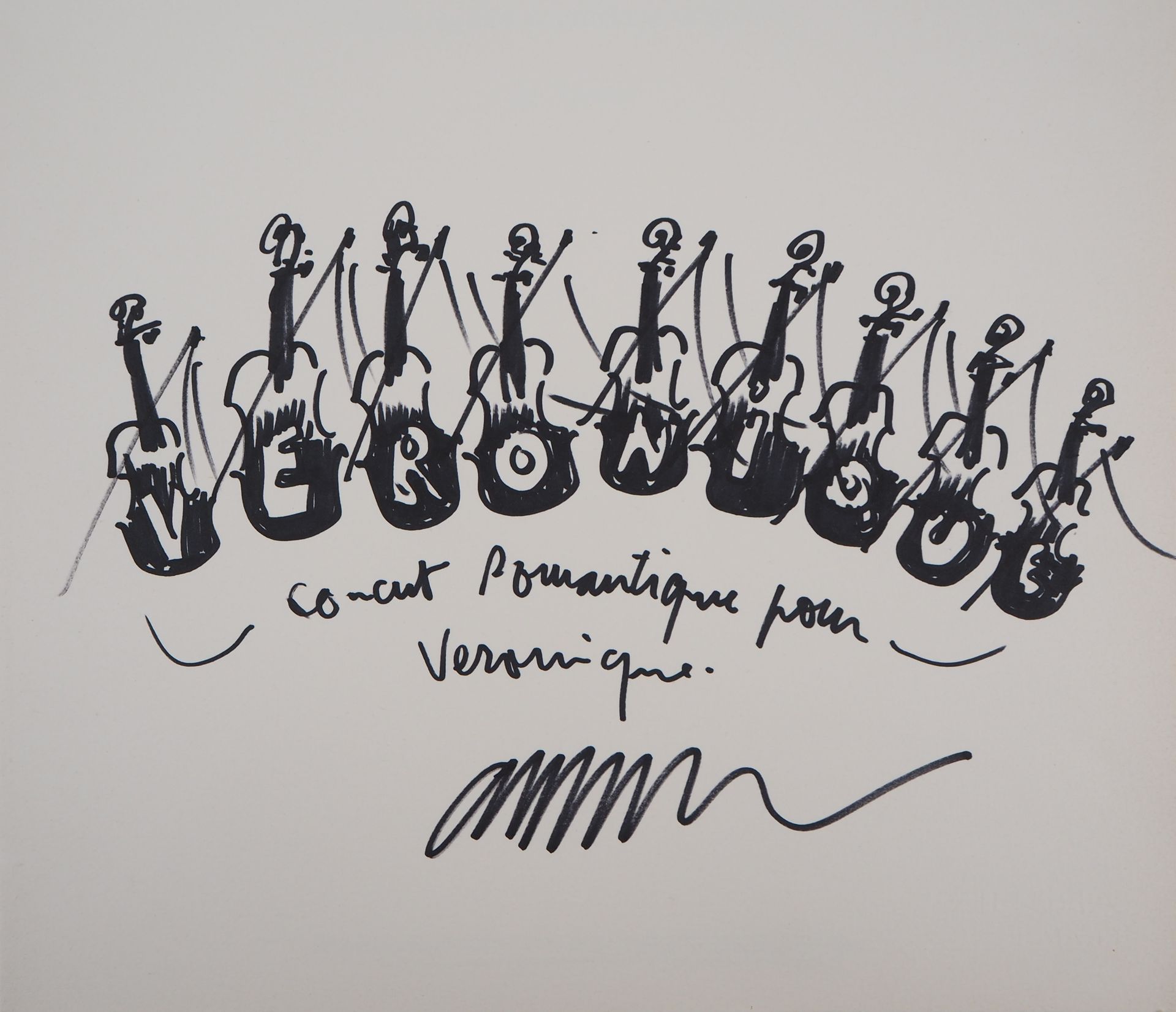 ARMAN ARMAN（阿尔曼-费尔南德斯，被称为）。

小提琴，浪漫主义音乐会

水墨原画

以墨水签署的

献给维罗妮克

牛皮纸上 32 x 38 cm
&hellip;