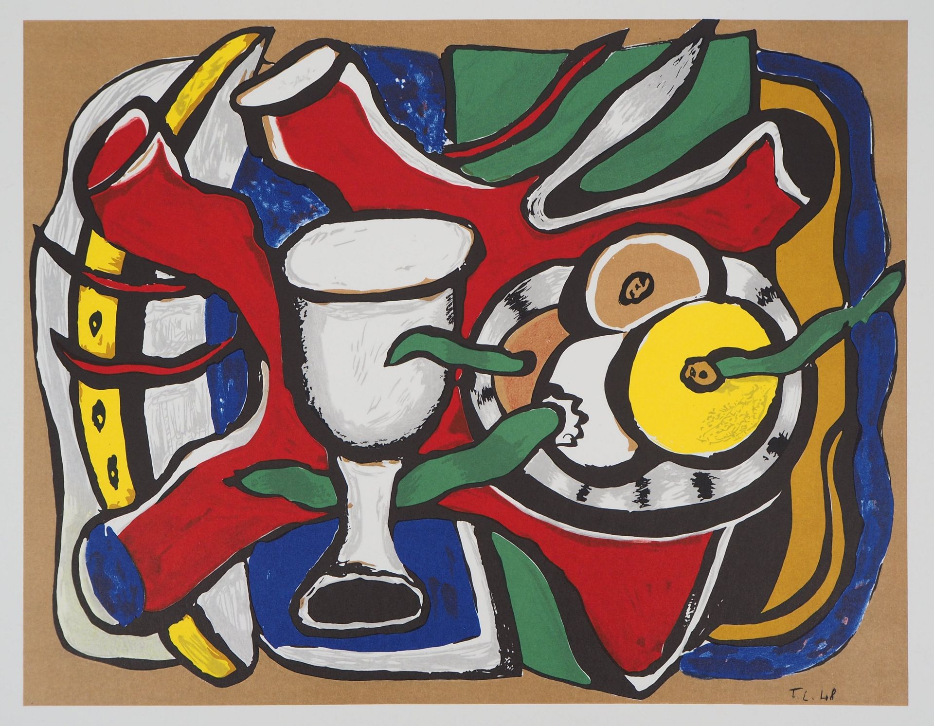 Fernand Leger Fernand Léger (1881-1955) (后)

苹果的静物画

彩色石版画

板块中的签名（右下方

牛皮纸上 49 &hellip;