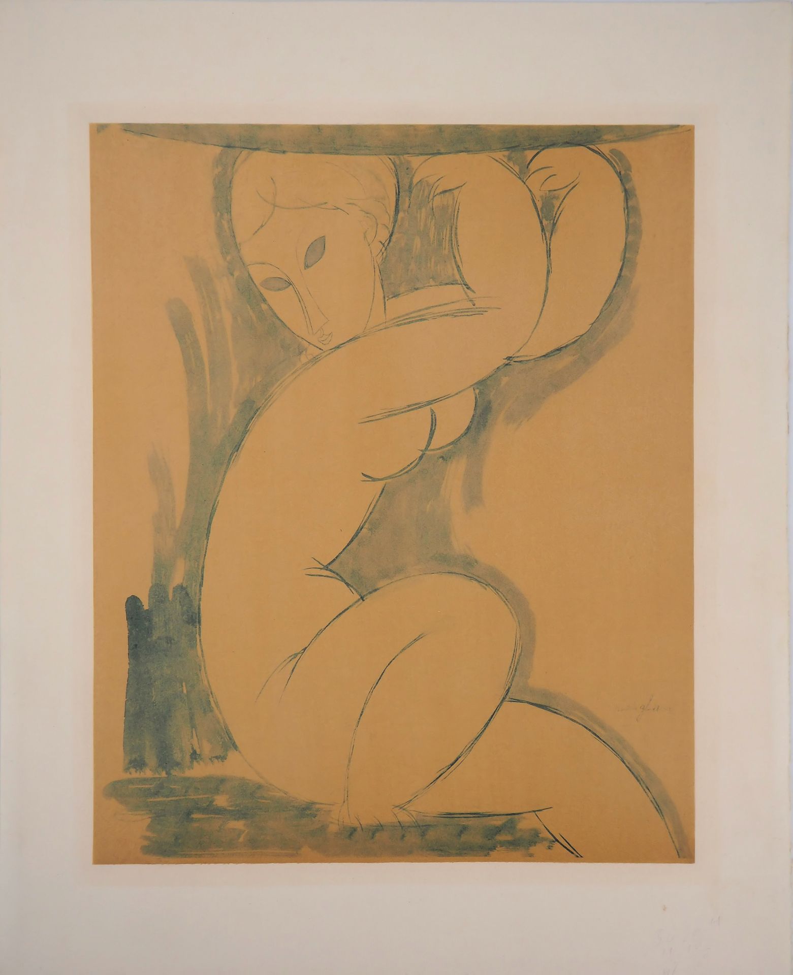 Amedeo Modigliani Amedeo MODIGLIANI Naked woman sitting Lithograph from a drawin&hellip;