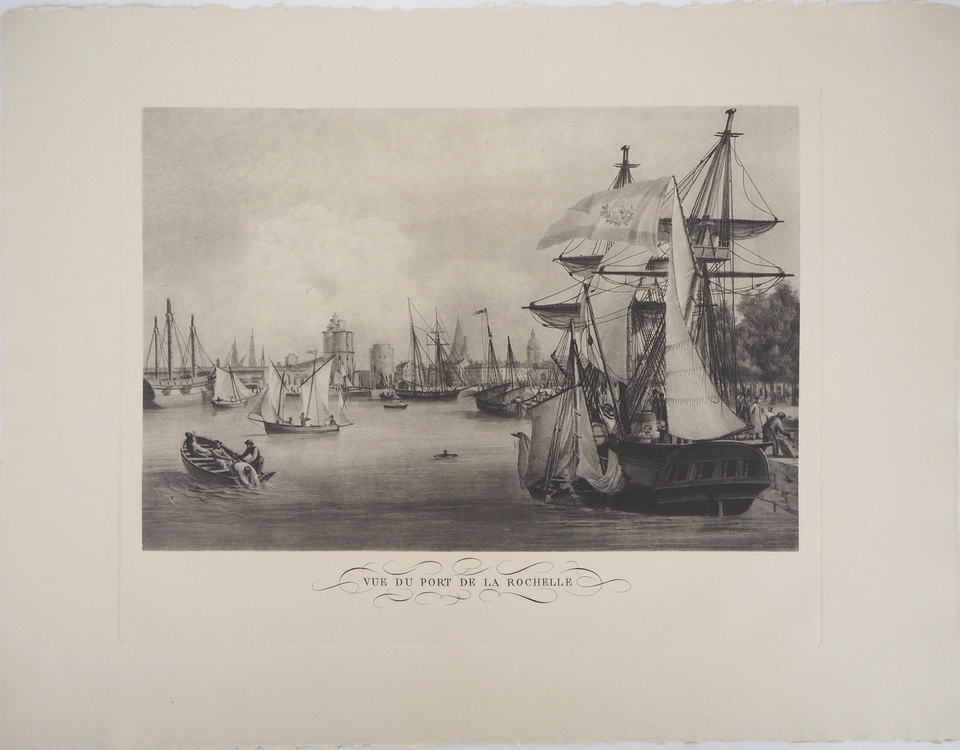 ANONYME Anonymous View of the port of La Rochelle Original heliogravure On 50 x &hellip;