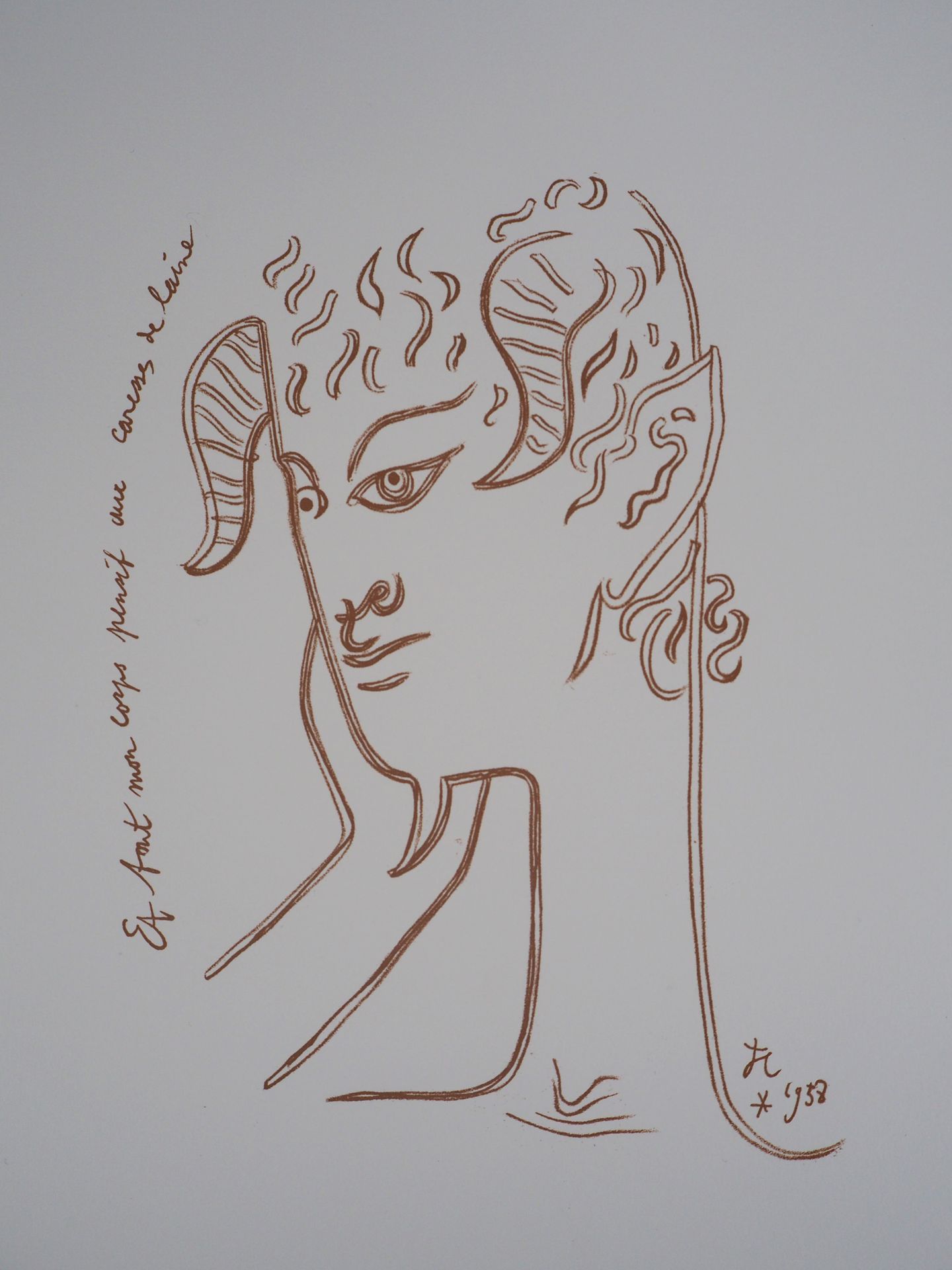 JEAN COCTEAU Jean COCTEAU

做梦的小鹿

石版画

在盘子里有签名的字样

梭织纸上 38.2 x 28.6 cm

状况极佳