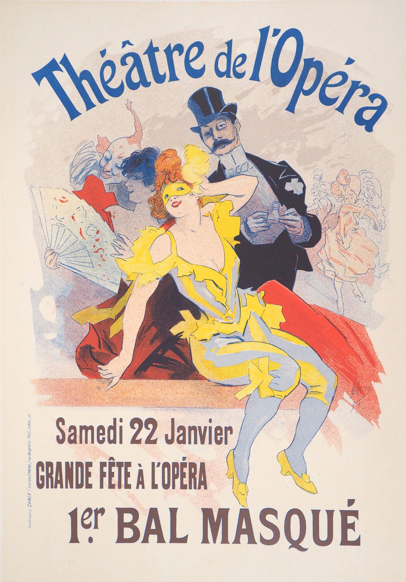 Jules Chéret Jules Chéret

假面舞会（歌剧院），1897年

彩色平版印刷品原件，细纹纸上。

板块中的签名

尺寸39 x 29厘米&hellip;