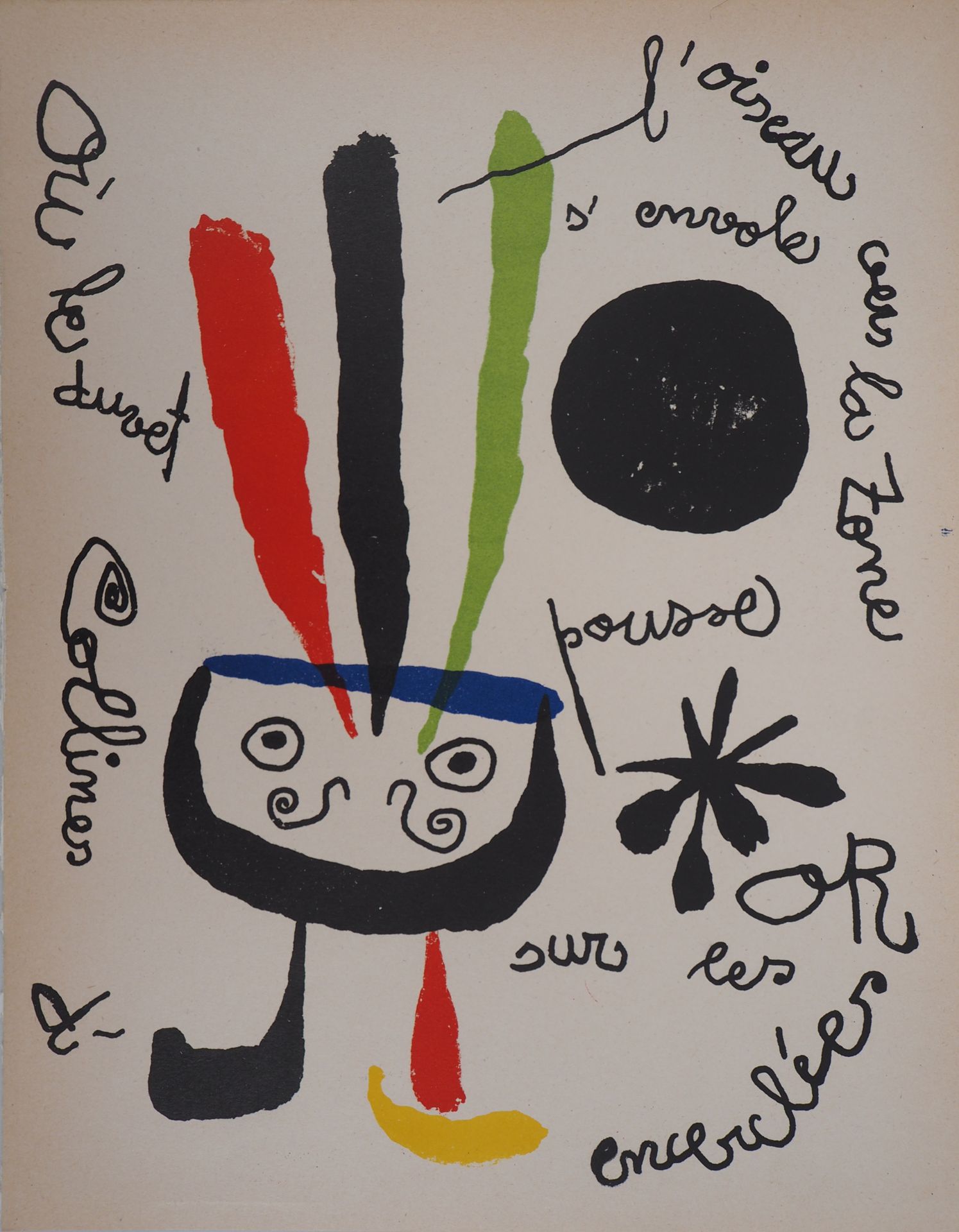 Joan Miro 琼-米罗

鸟儿

原始石版画（Mourlot工作室）。

厚纸上 31 x 24 cm

限量发行1500册

圣拉扎罗版, 1952

&hellip;