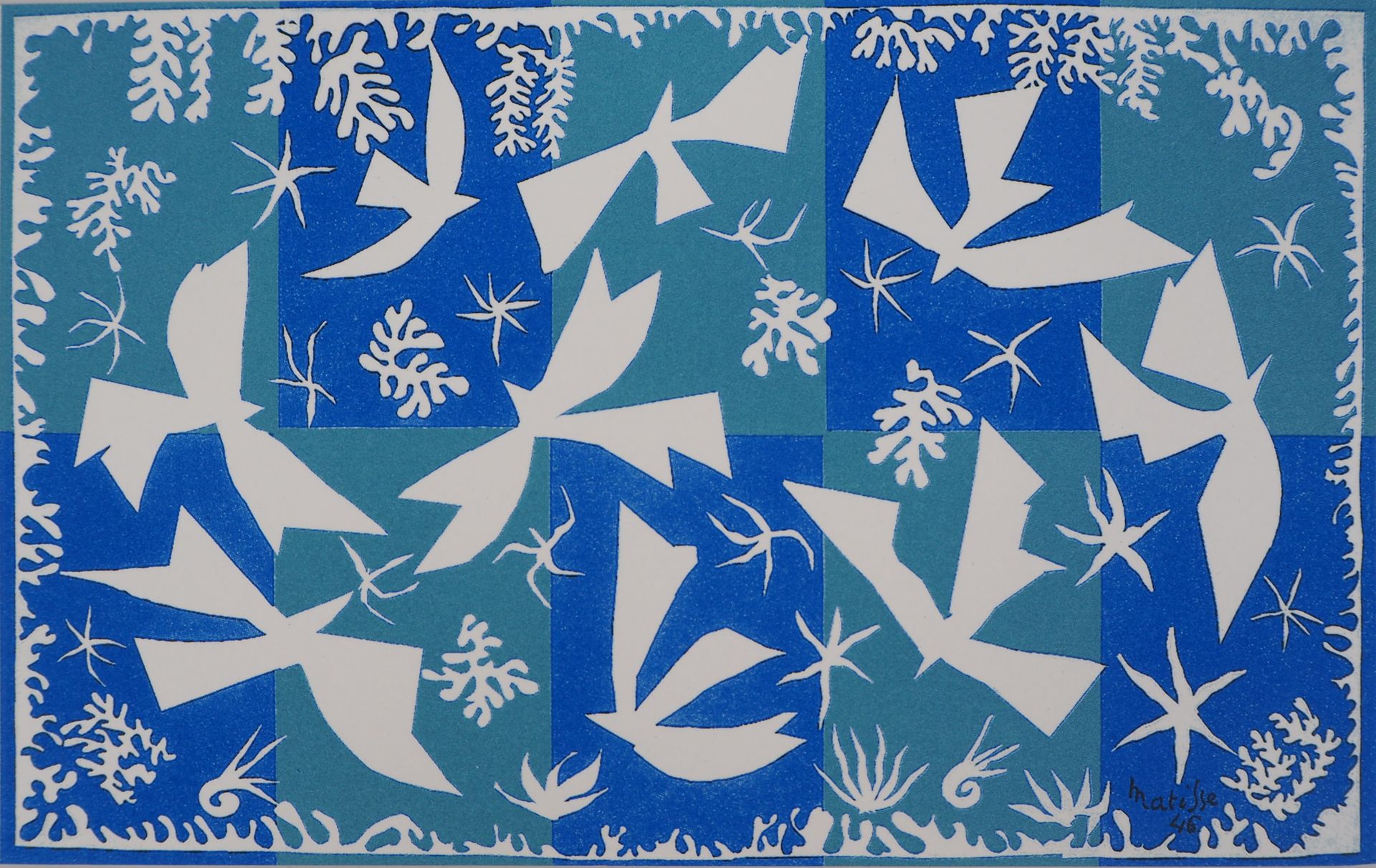 Henri MATISSE 亨利-马蒂斯(1869-1954)(后)

玻里尼西亚，天空

绢本书法

板块中的签名

在牛皮纸上

图像尺寸 13.5×21.&hellip;