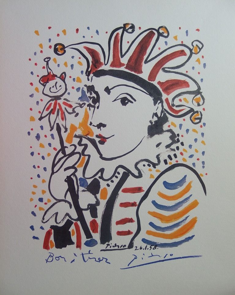 Pablo PICASSO 巴勃罗-皮卡索（后

狂欢节：国王的傻瓜

根据巴勃罗-毕加索的画作制作的石版画（逐个色调印刷）。

板块中的签名

牛皮纸上 48&hellip;