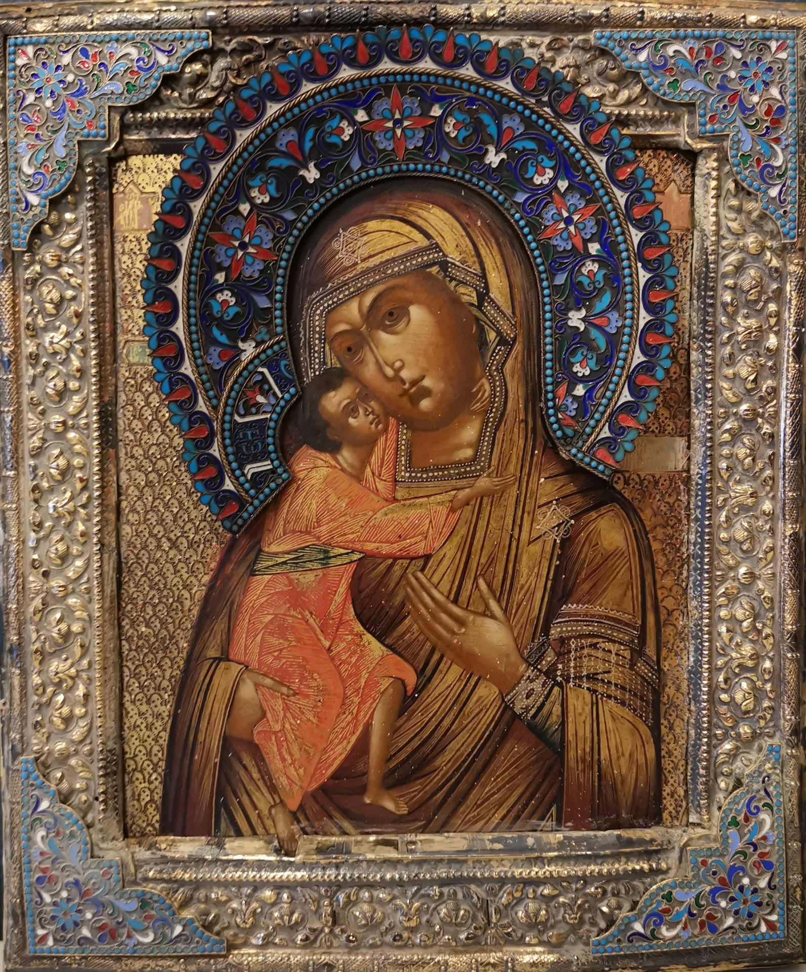 Null RUSIA. Icono de la Virgen de la Ternura de Vladimir. Hermoso Oklad de plata&hellip;