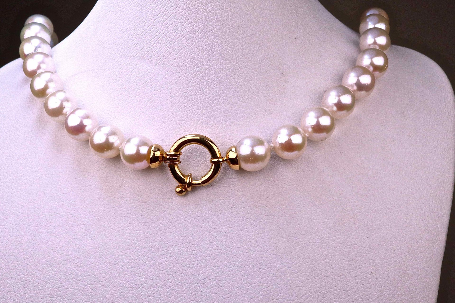 Collier Chocker de perles de culture Akoya du Japon 日本AKOYA养殖珍珠项链，6至6.5毫米；1.4厘米1&hellip;