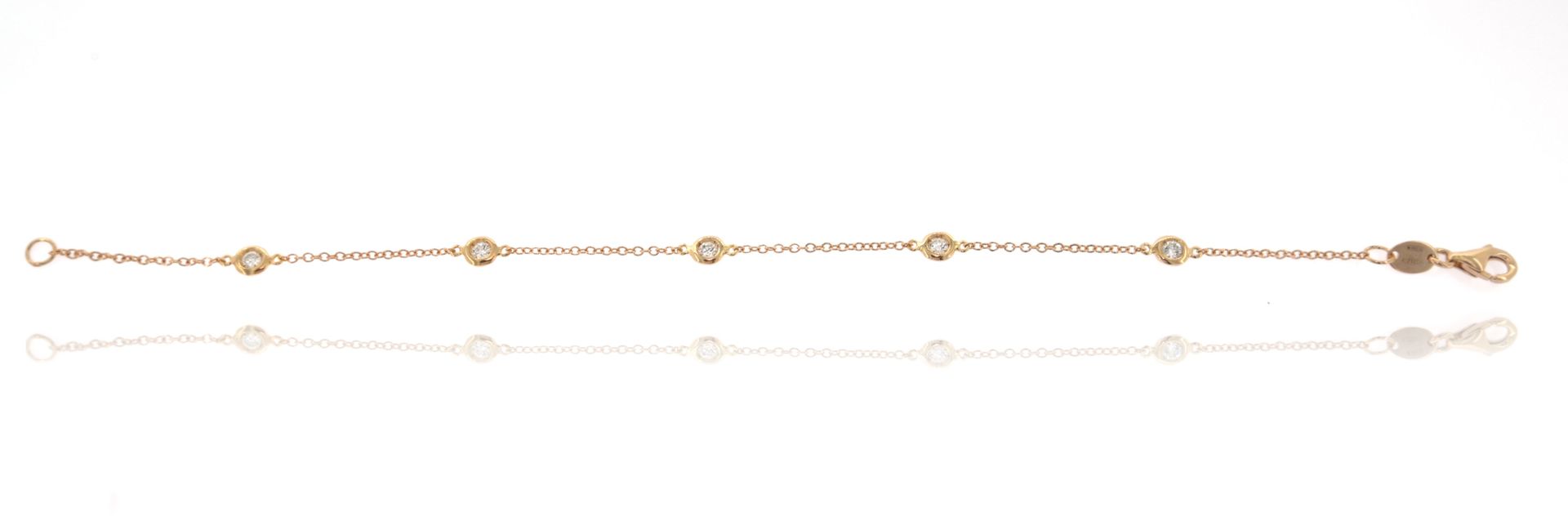 Bracelet en or massif rose 18 carats ornée de 5 diamants de synthèse ronds brill&hellip;