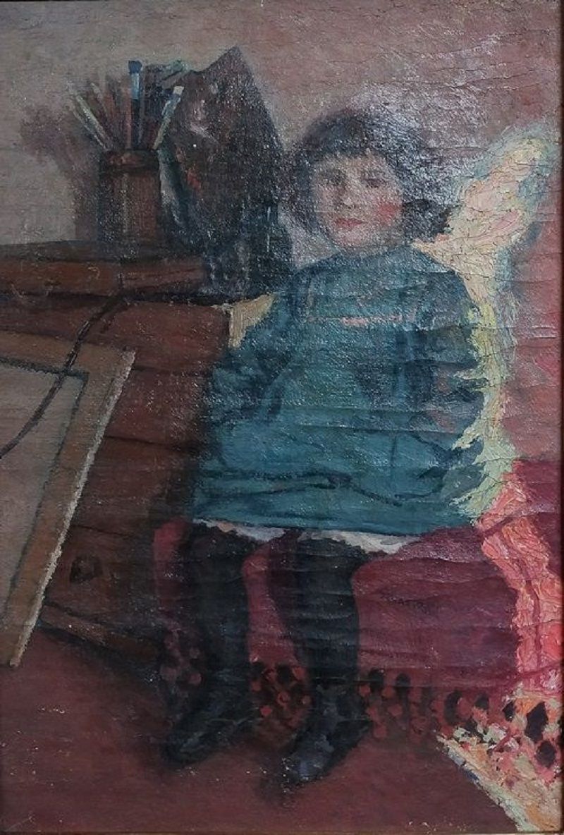 Giovanni Malesci Giovanni Malesci Sitzende Anna, 1919 Ölgemälde auf Leinwand 42x&hellip;