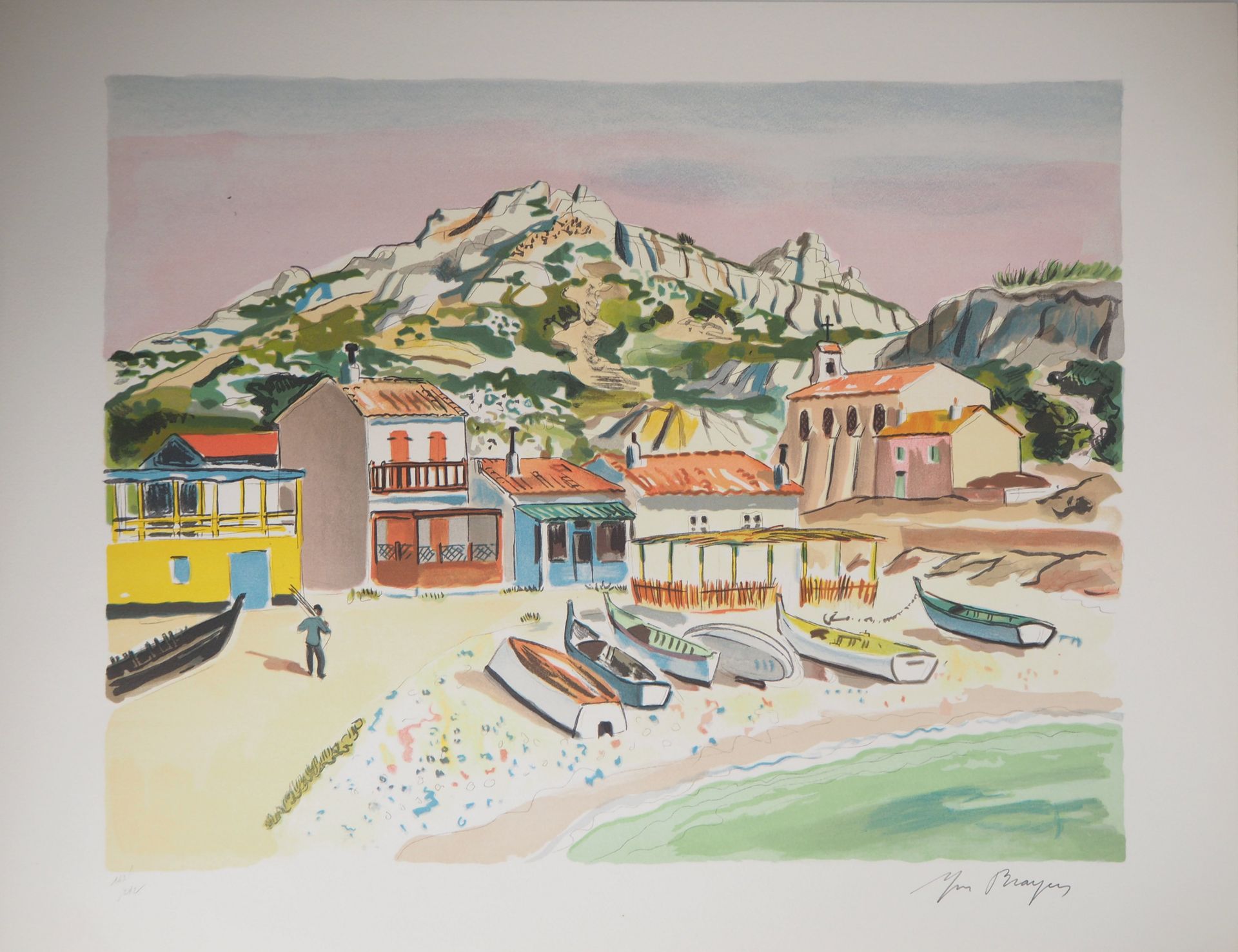 Yves BRAYER 伊夫-布莱耶 (1907-1990)

卡莱隆格的渔港，1974年



石版画

右下方有铅笔签名

编号为/242份（编号可能与照片&hellip;