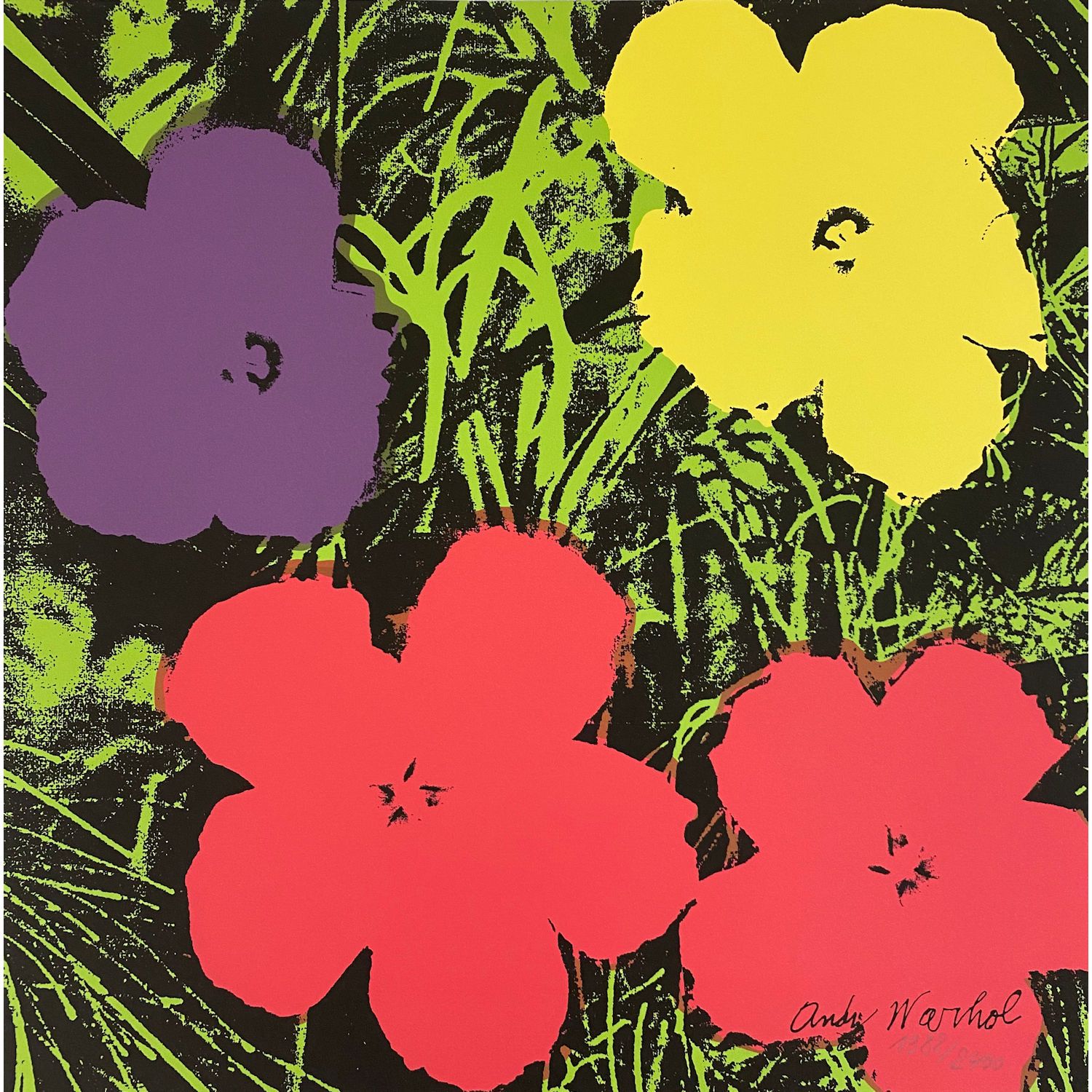 ANDY WARHOL Andy WARHOL (after) Poppy flowers black Granolithography Signed in t&hellip;
