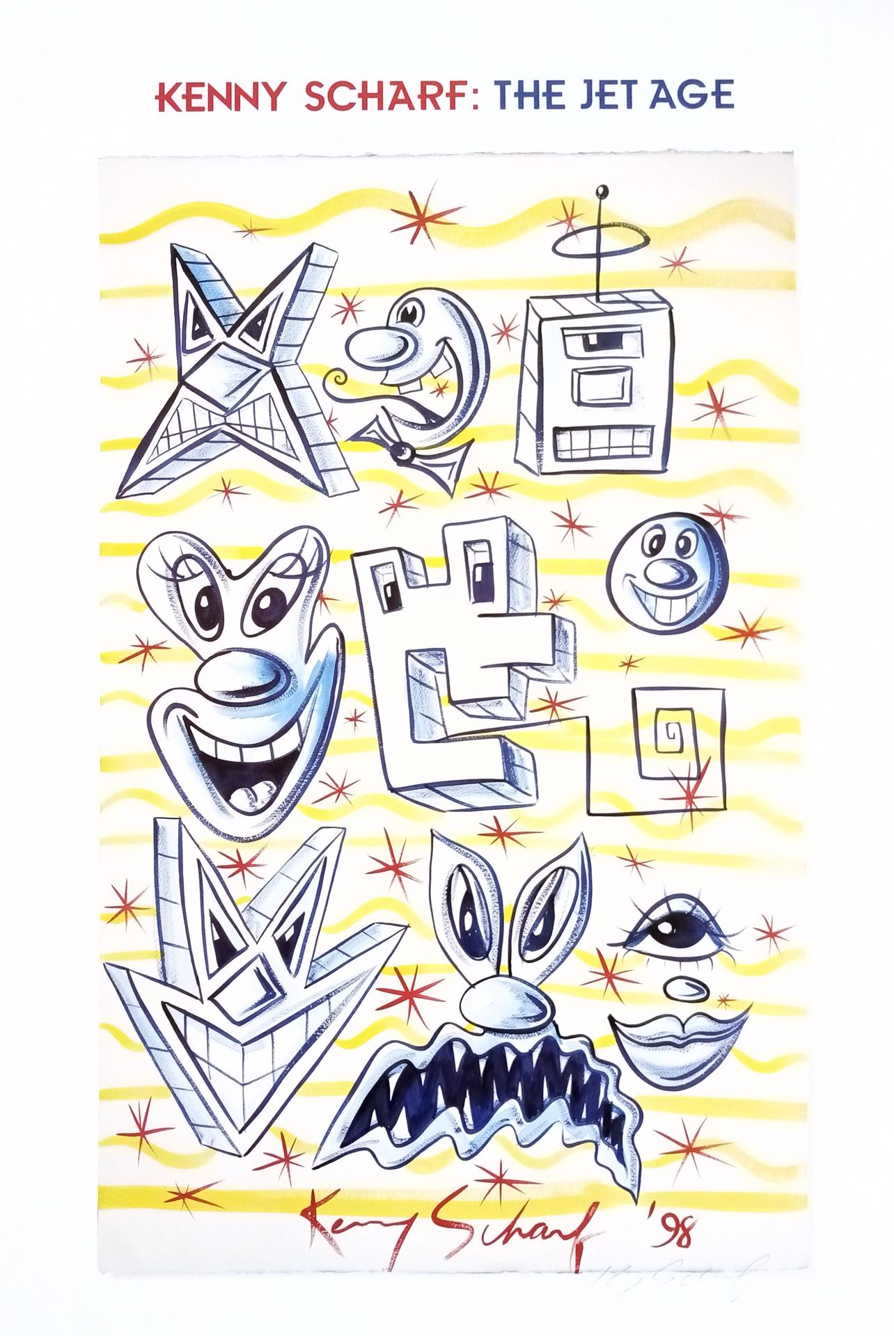 Kenny Scharf 肯尼-沙夫

 喷气时代》，1998年

 

 喷气时代》展览的海报（1998年）。

 签名

 

 尺寸73.5 x 50.6&hellip;
