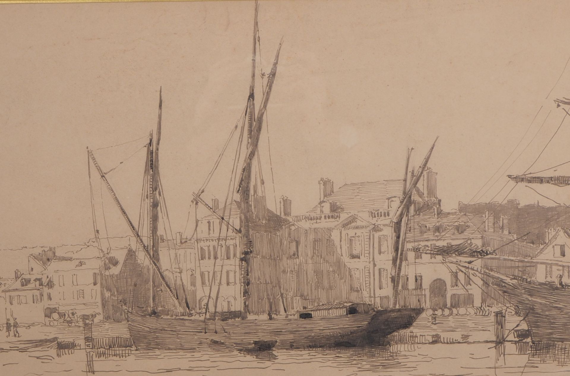 Albert Marie Lebourg 阿尔贝-玛丽-勒布尔(1849-1928)

老港和帆船: 鲁昂，1886年

水墨画

左下方有签名

日期为188&hellip;