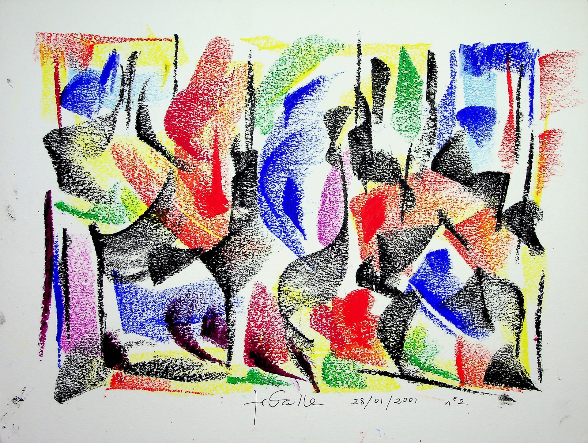 Françoise Galle Françoise GALLE (1940) Abstraction, 2001 Oil pastels Signed and &hellip;