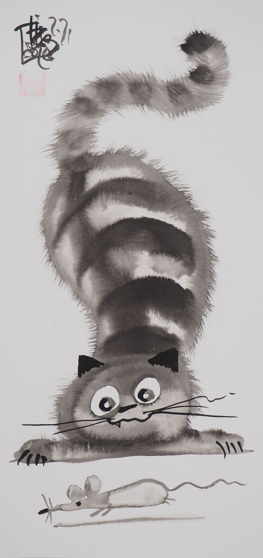Laszlo Tibay Laszlo Tibay Cat ready to pounce on the mouse Original drawing in i&hellip;