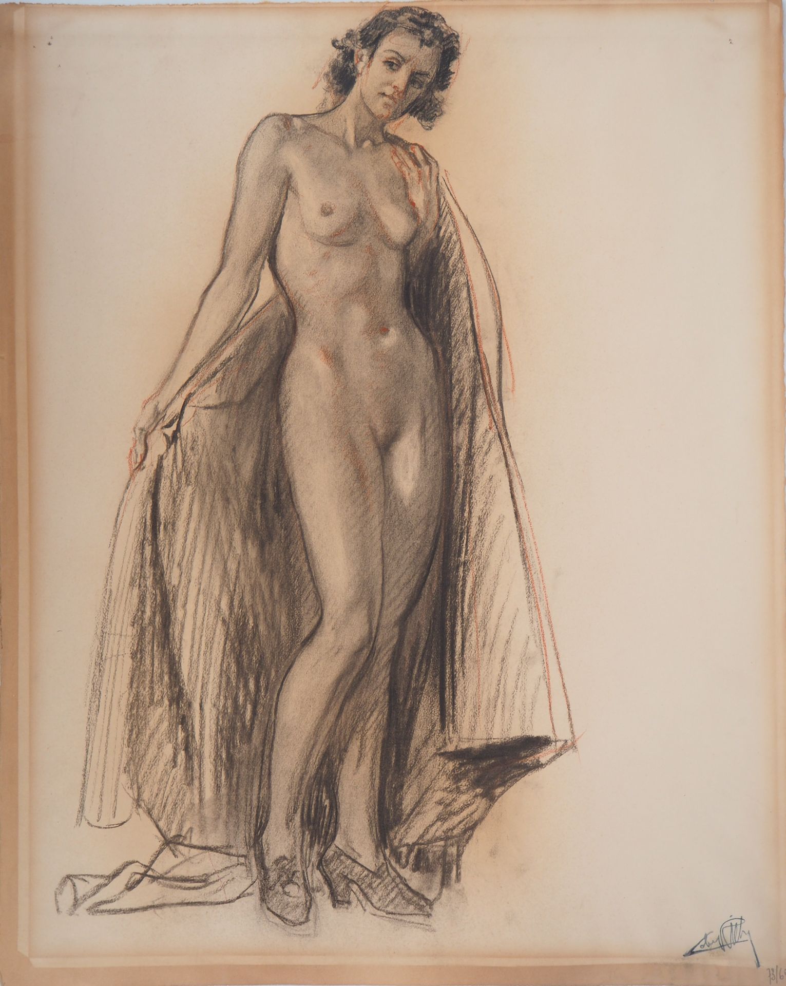Almery LOBEL-RICHE Alméry LOBEL-RICHE (1880-1950)

模特儿穿衣，约1920年

原创粉彩画

签名：右下角有艺&hellip;