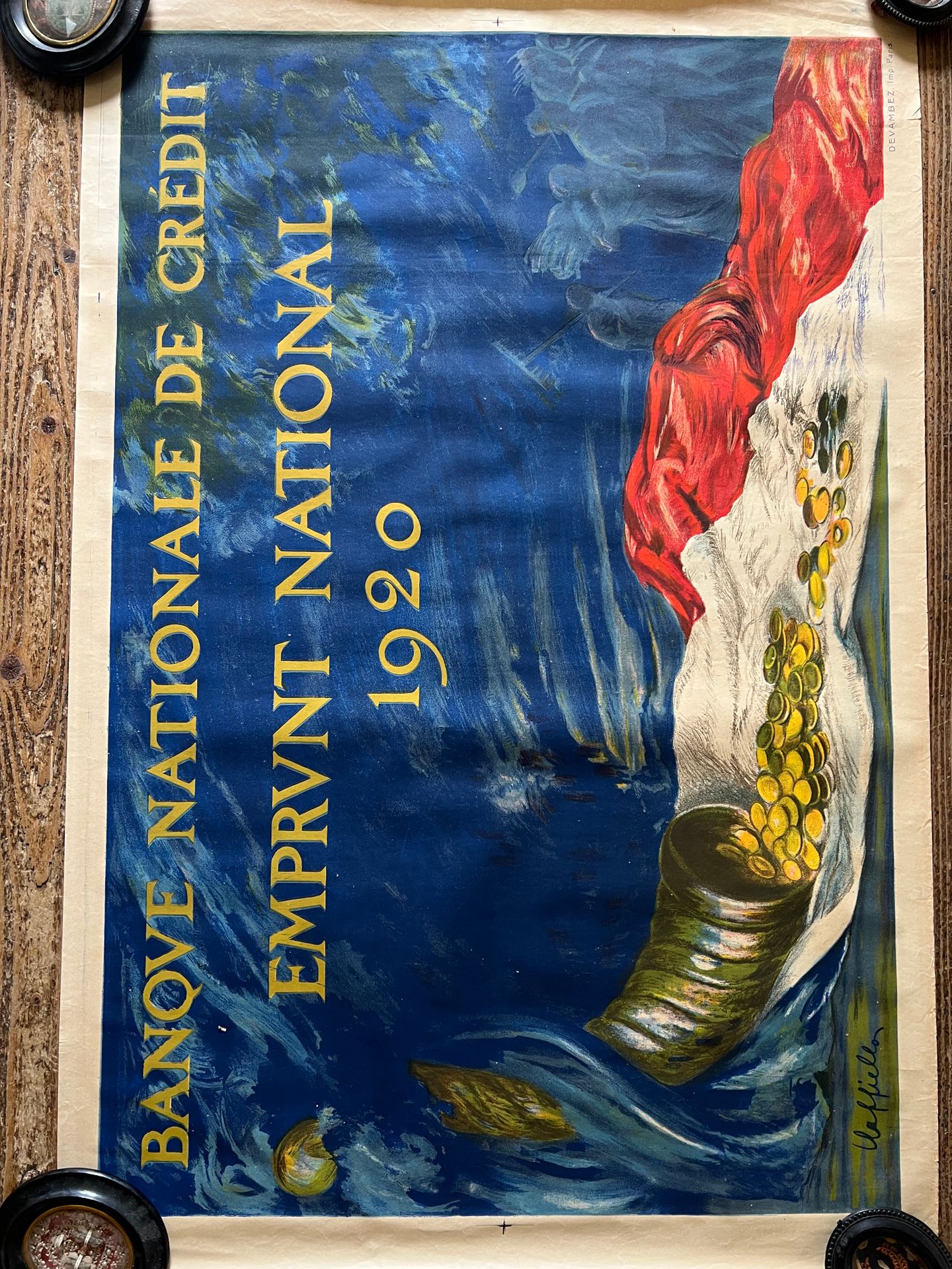 Null AFFICHE. Banque Nationale de crédit. Imprimerie Devambez. 80 x 120 cm. Déch&hellip;