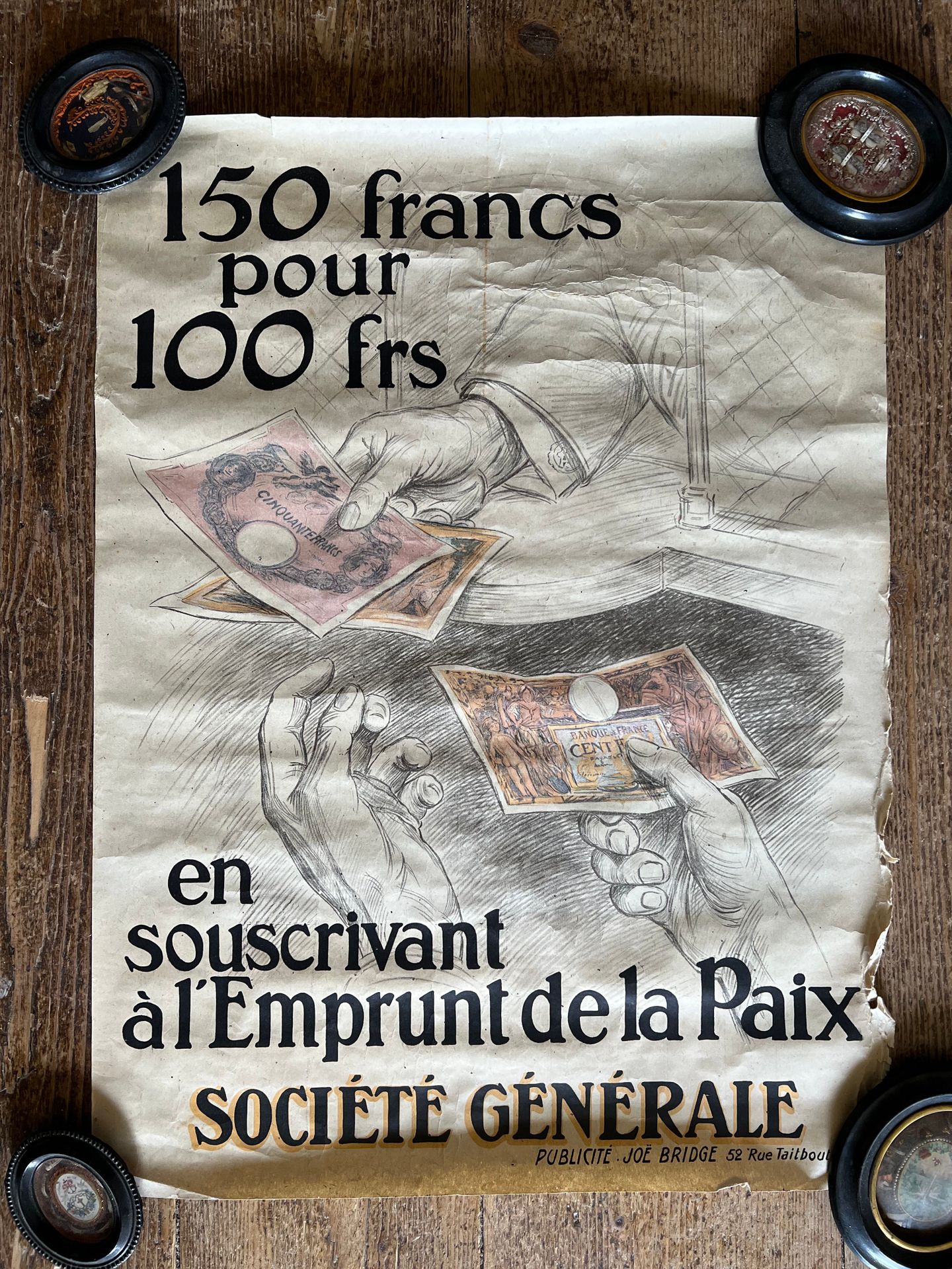 Null AFFICHE 150 francs pour 100 franc. Emprunt de la paix. Société Générale. Pu&hellip;