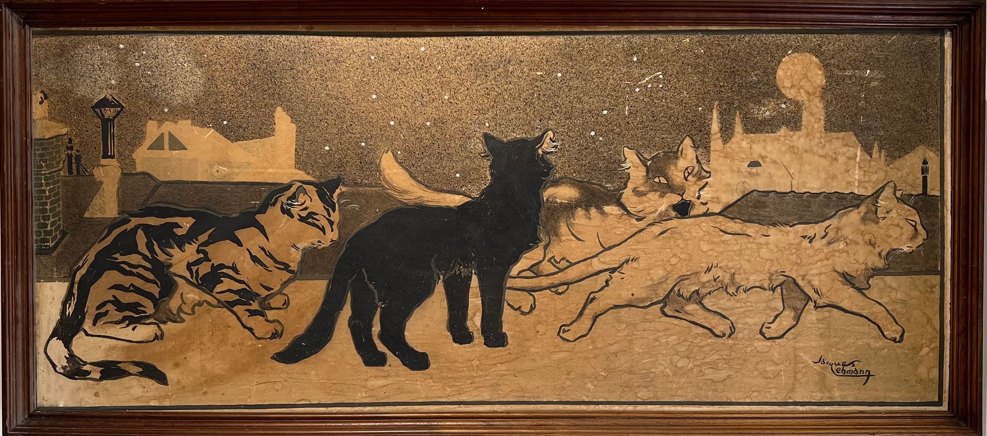 Null Jacques LEHMANN dit NAM ( 1881-1974). Quatre chats sous la neige. Affiche l&hellip;