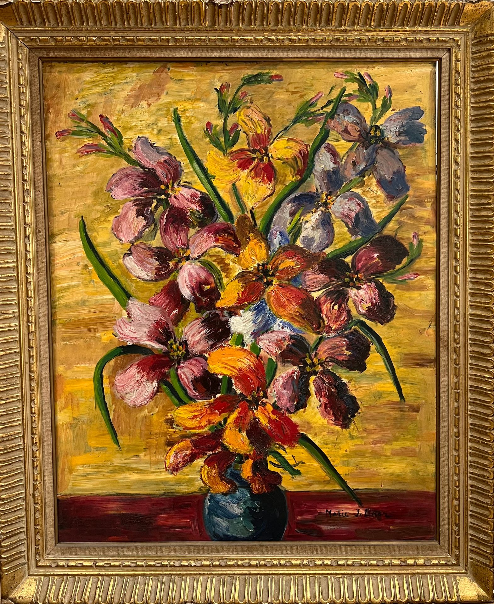 Null Marie ? Strauß von Blumen. Öl auf Leinwand Panel unten rechts. 80 x 64 cm. &hellip;