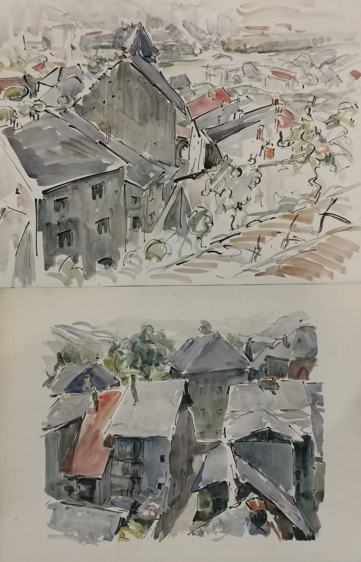 Paul RIVOIRE (1902-1984). Deux oeuvres. Les toits à Conflans (Savoie). Et Rue à &hellip;