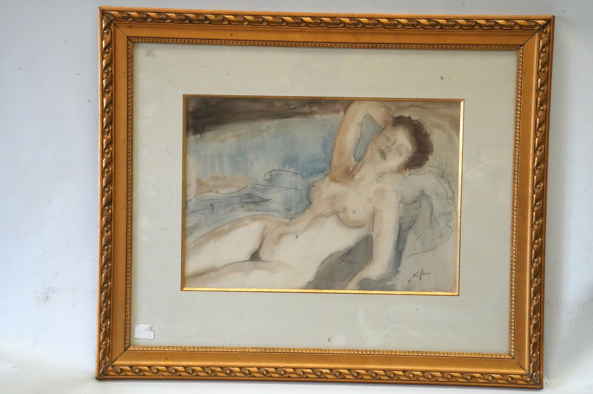 Null Charles KIFFER (1902-1992). Nudo femminile addormentato. Acquerello e matit&hellip;