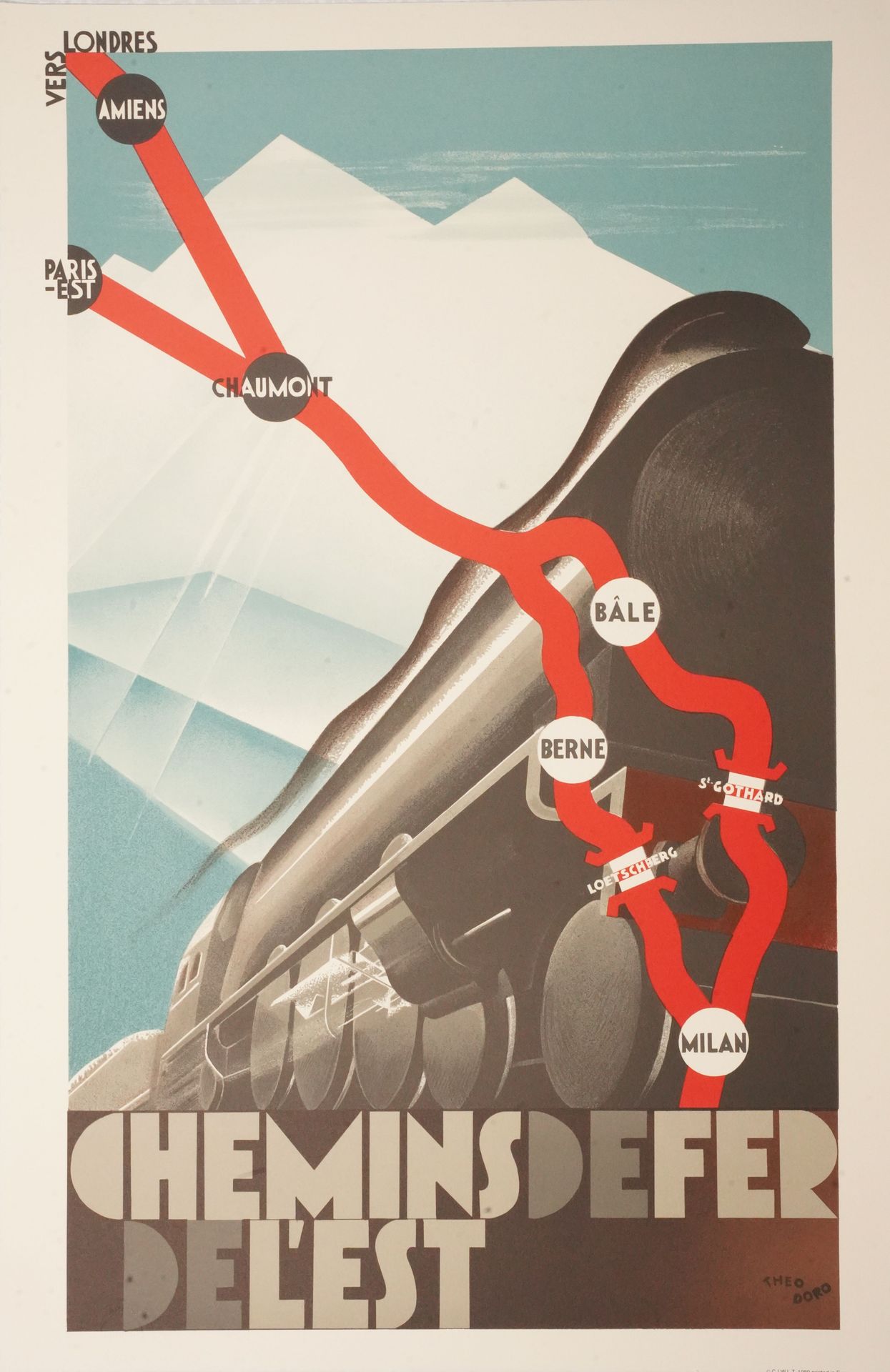 Null THEO DORO (1896-1973) (d'après), Chemins de fer de l'Est (ca. 1930), 1989. &hellip;