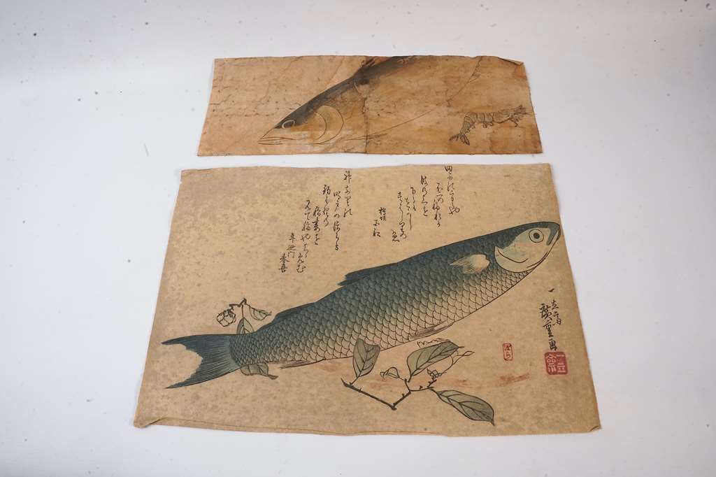 Null Utagawa HIROSHIGE (1797-1858). "Mullet gris et camélia ". Oban yoko-e de la&hellip;