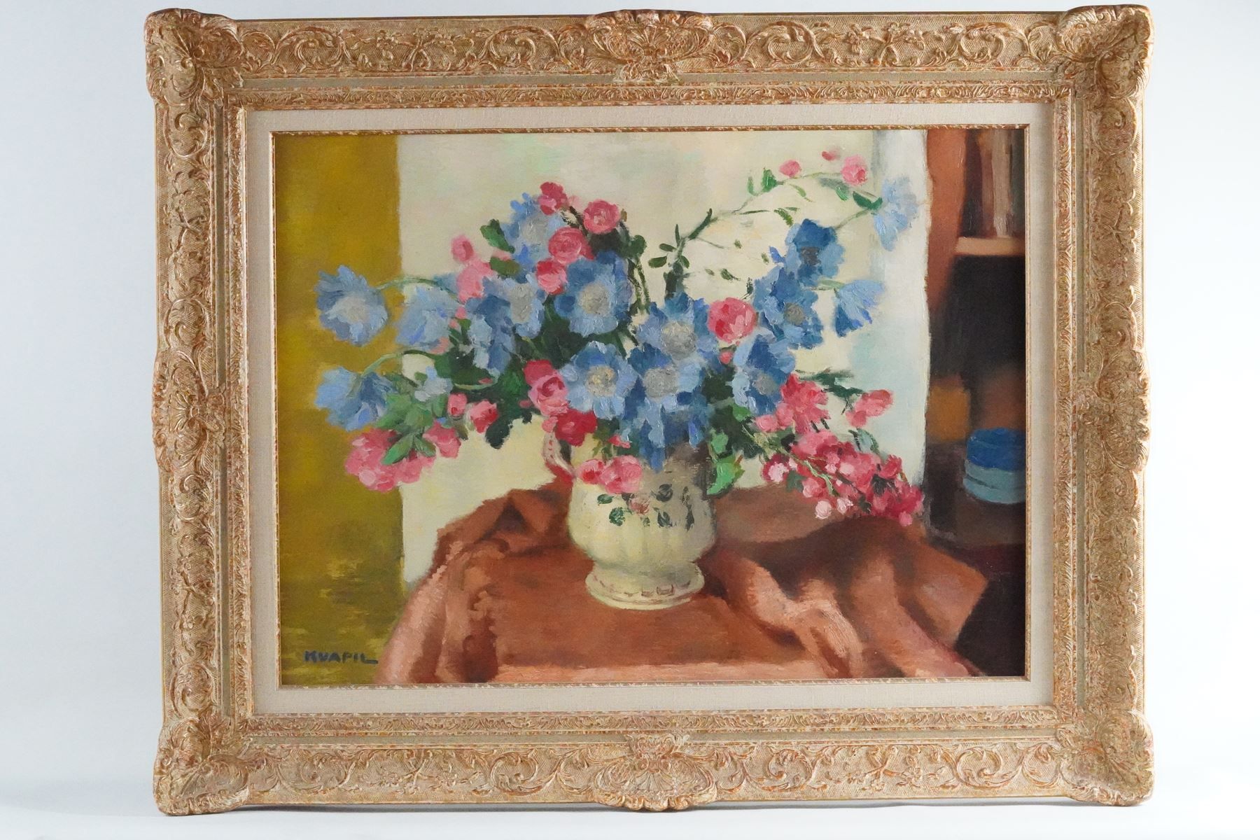 Null CHARLES KVAPIL (1884-1957). Ramo de flores. Óleo sobre lienzo firmado abajo&hellip;