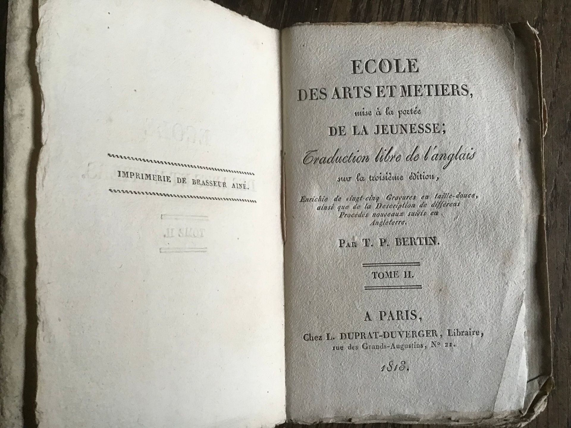 Null Piccolo libro estremamente raro (in 12) T.P.Bertin École des Arts et Métier&hellip;
