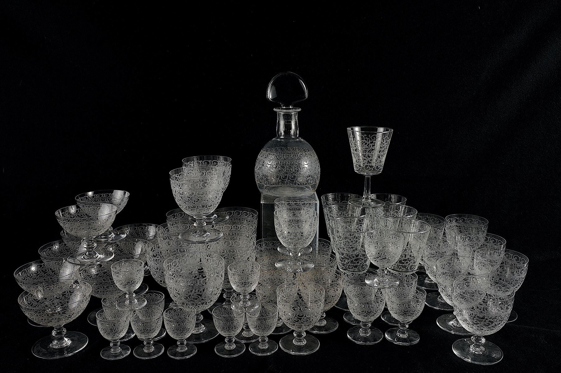 Null BACCARAT, modèle Rohan. Service de verres en cristal comprenant neuf à vin &hellip;