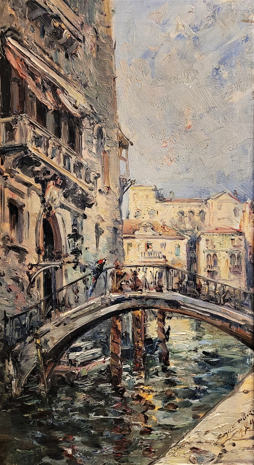 Null Émile NOIROT (1853-1924). Vue d'un canal devant une façade de palais à Veni&hellip;
