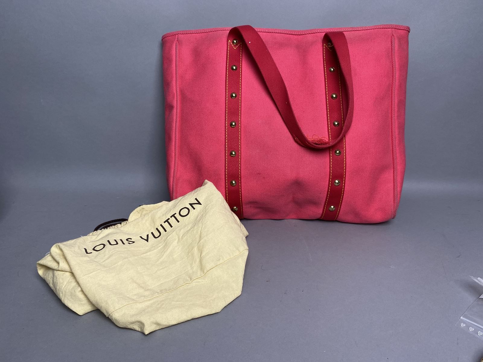 LOUIS VUITTON. Pink canvas tote bag, Antigua model, with…