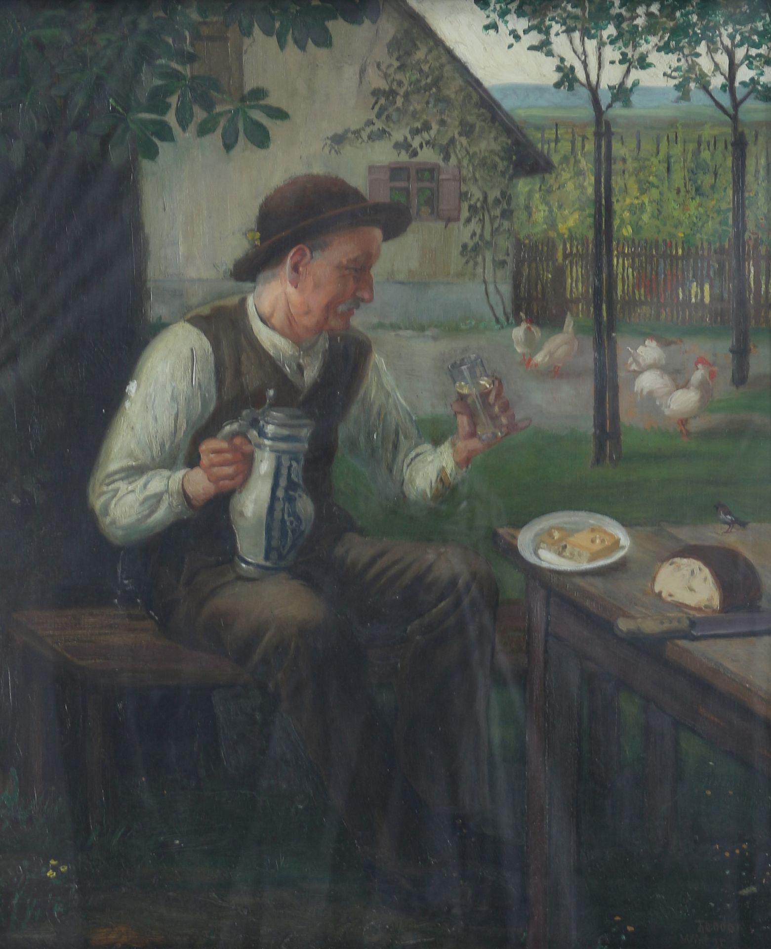 Theodor Winter (1872-1947) Brotzeit, breakfast time, Huile/bois, signé en bas à &hellip;