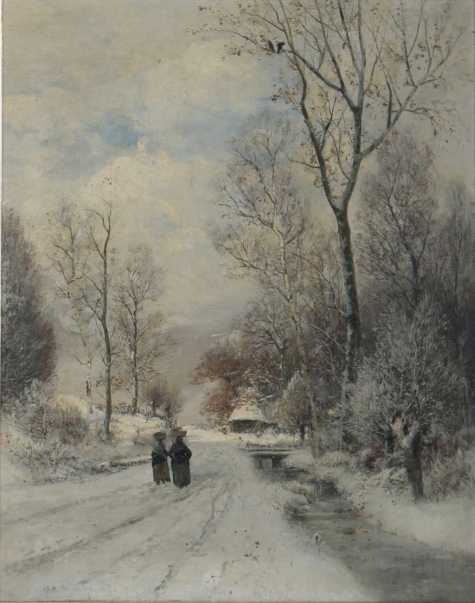 Adolf Gustav Schweitzer (1847-1914) Winterlandschaft mit zwei Frauen, winter lan&hellip;