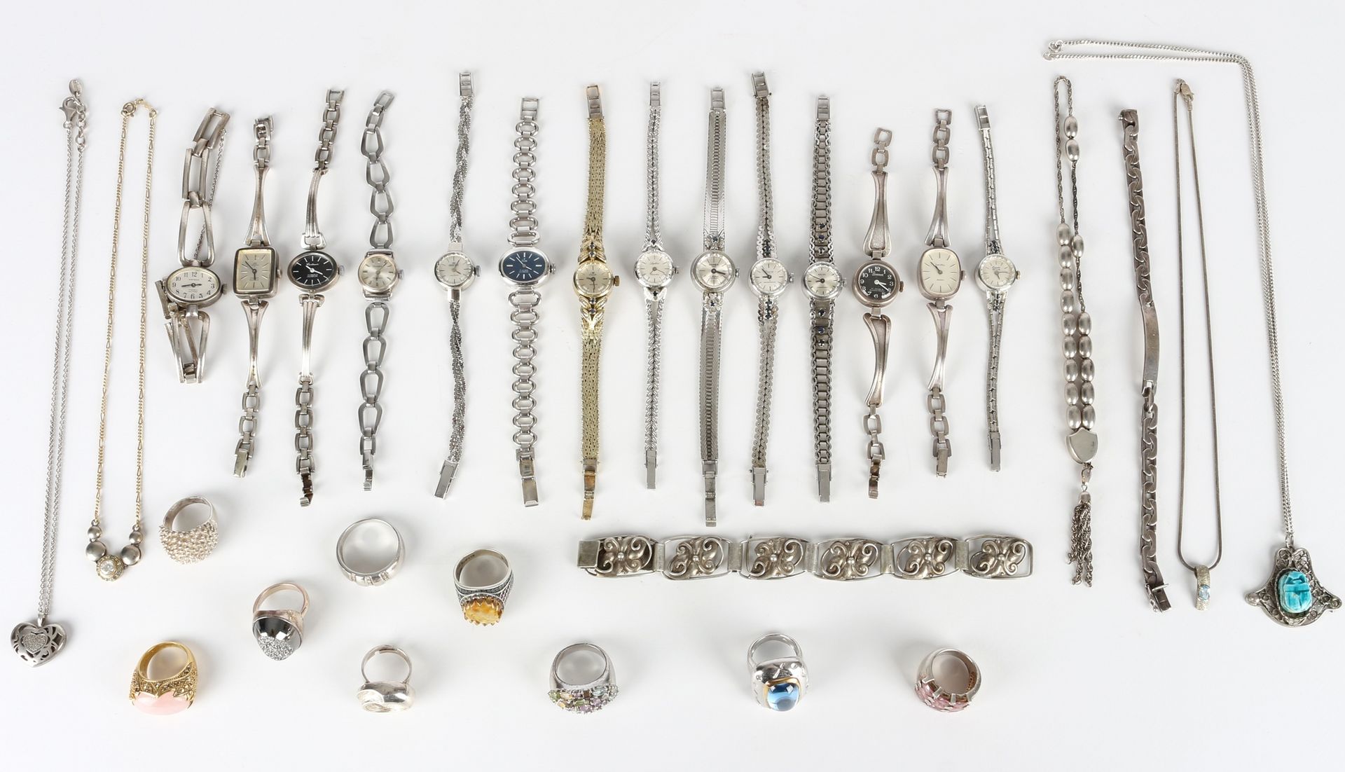 800-925 Silber Schmuckkonvolut, 30-teilig, silver jewelry lot, 835-925 silver, 3&hellip;