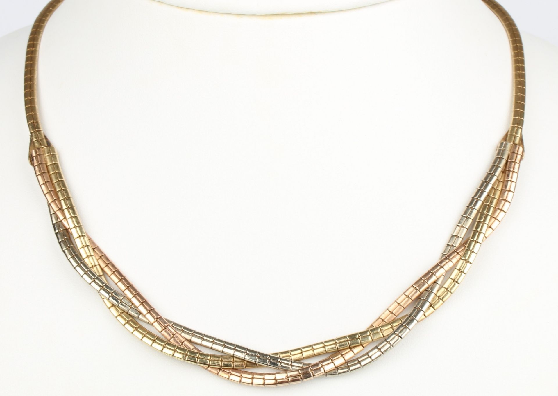 585 Gold Tricolor Collier, 14K gold necklace, GG/RG/WG 585/000 Gelb-, Rot- und W&hellip;