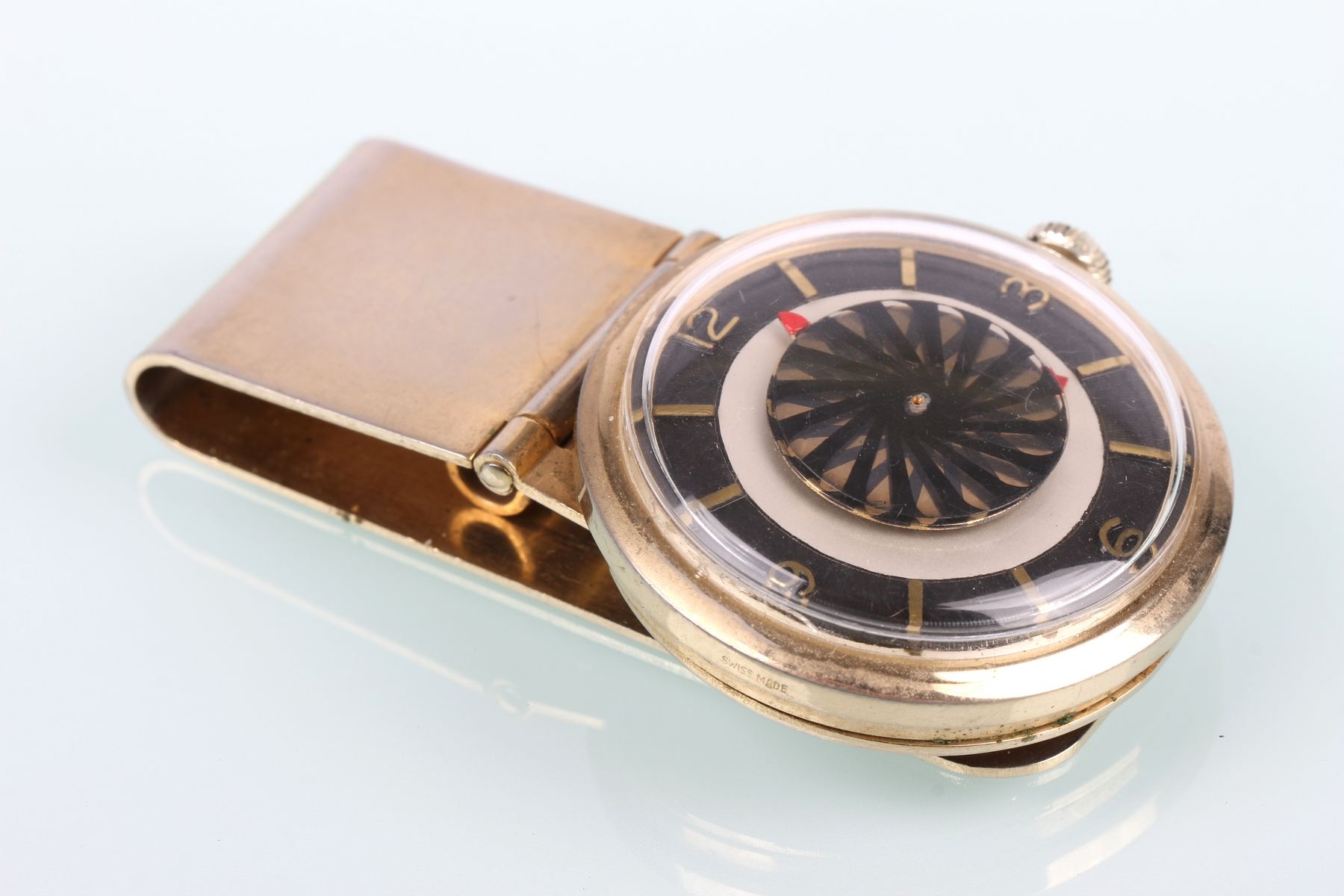 Kaleidoskop Uhr Mystery als Geldscheinklammer Swank, 60er Jahre, money clip with&hellip;