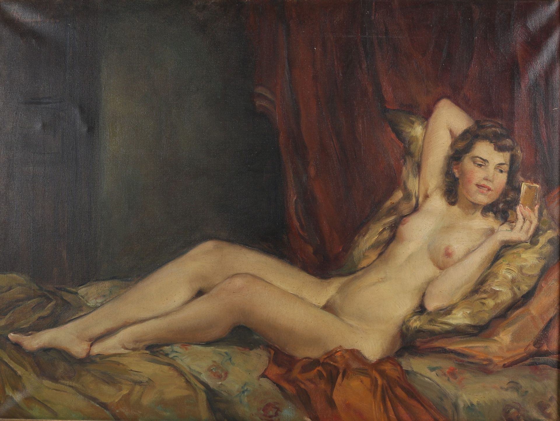 Wilhelm Hempfing (1886-1948) liegender Frauenakt, lying female nude act, Huile/t&hellip;