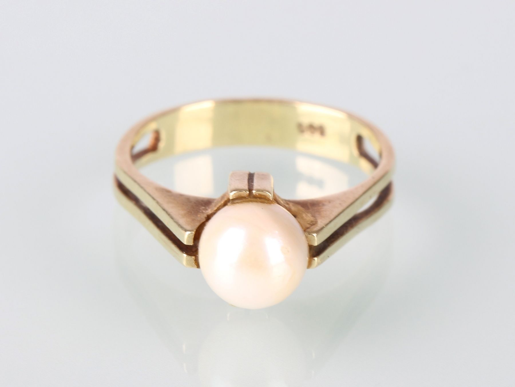 585 Gold Solitär Ringe mit Perle, 14K gold pearl ring, GG 585/000 or jaune, bagu&hellip;