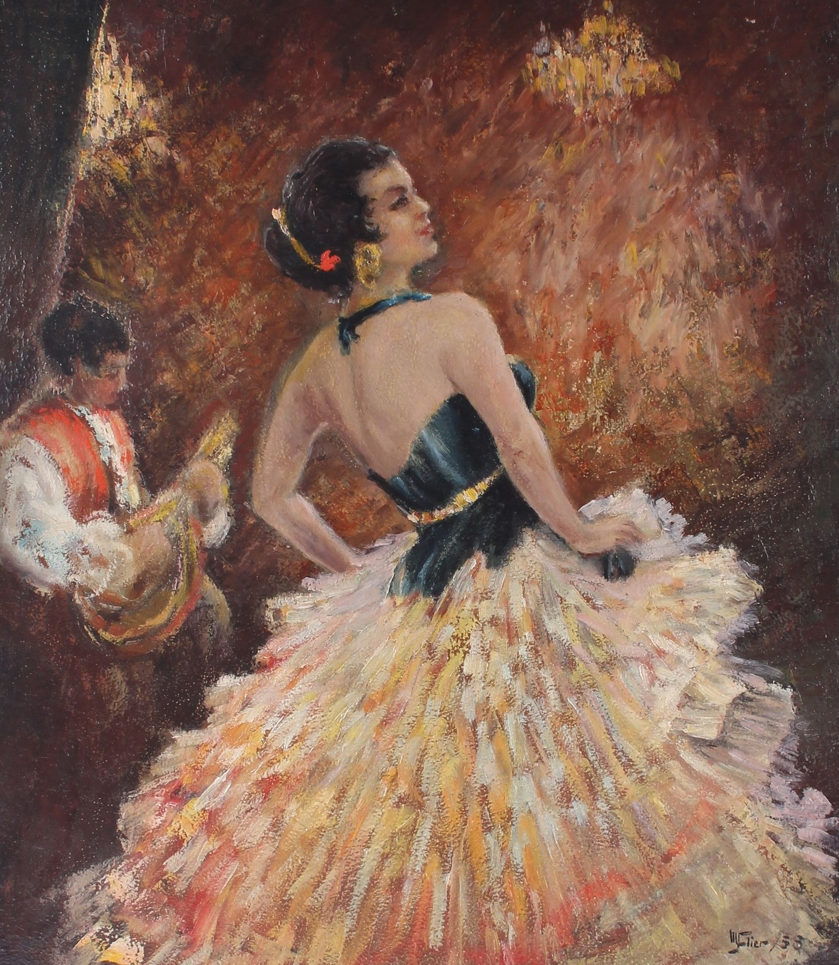Unbekannter Maler Spanische Flamencotänzerin, spanish flamenco dancer, Panneau d&hellip;