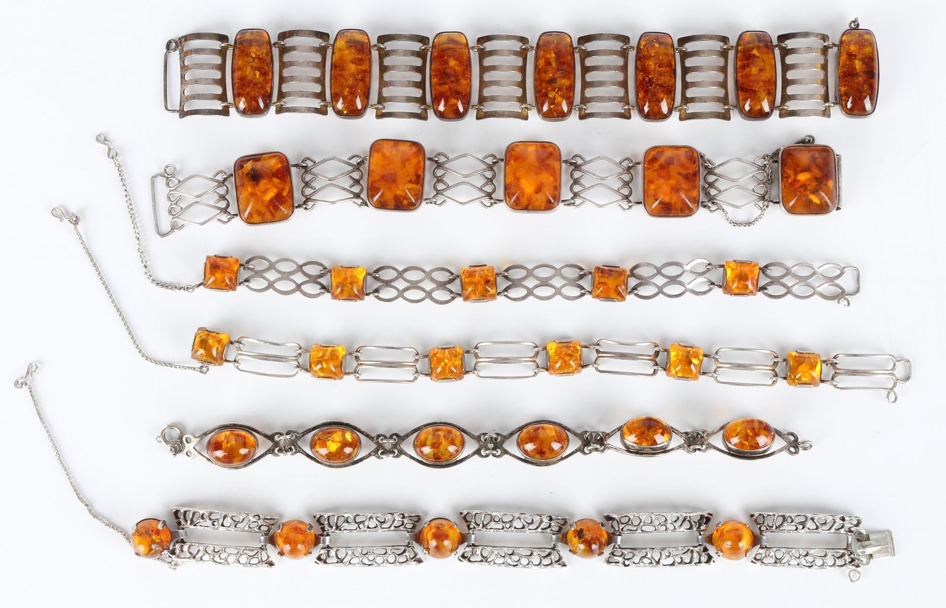 Fischland 835 Silber 6 Bernstein Armbänder, 6 silver amber bracelets, 835 Argent&hellip;