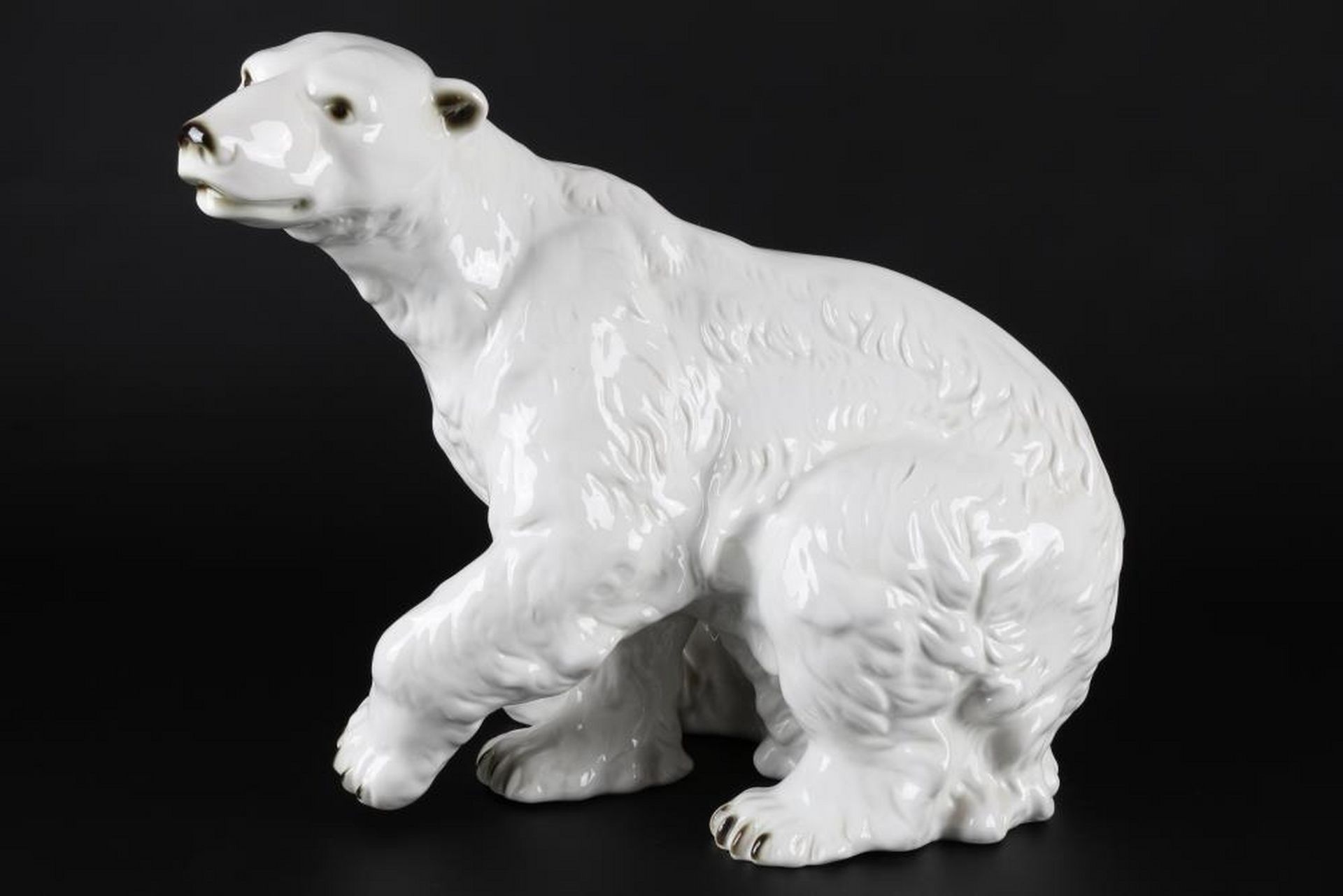 Royal Dux großer Eisbär, porcelain ice bear, Porcelaine, marque de fond noire, m&hellip;