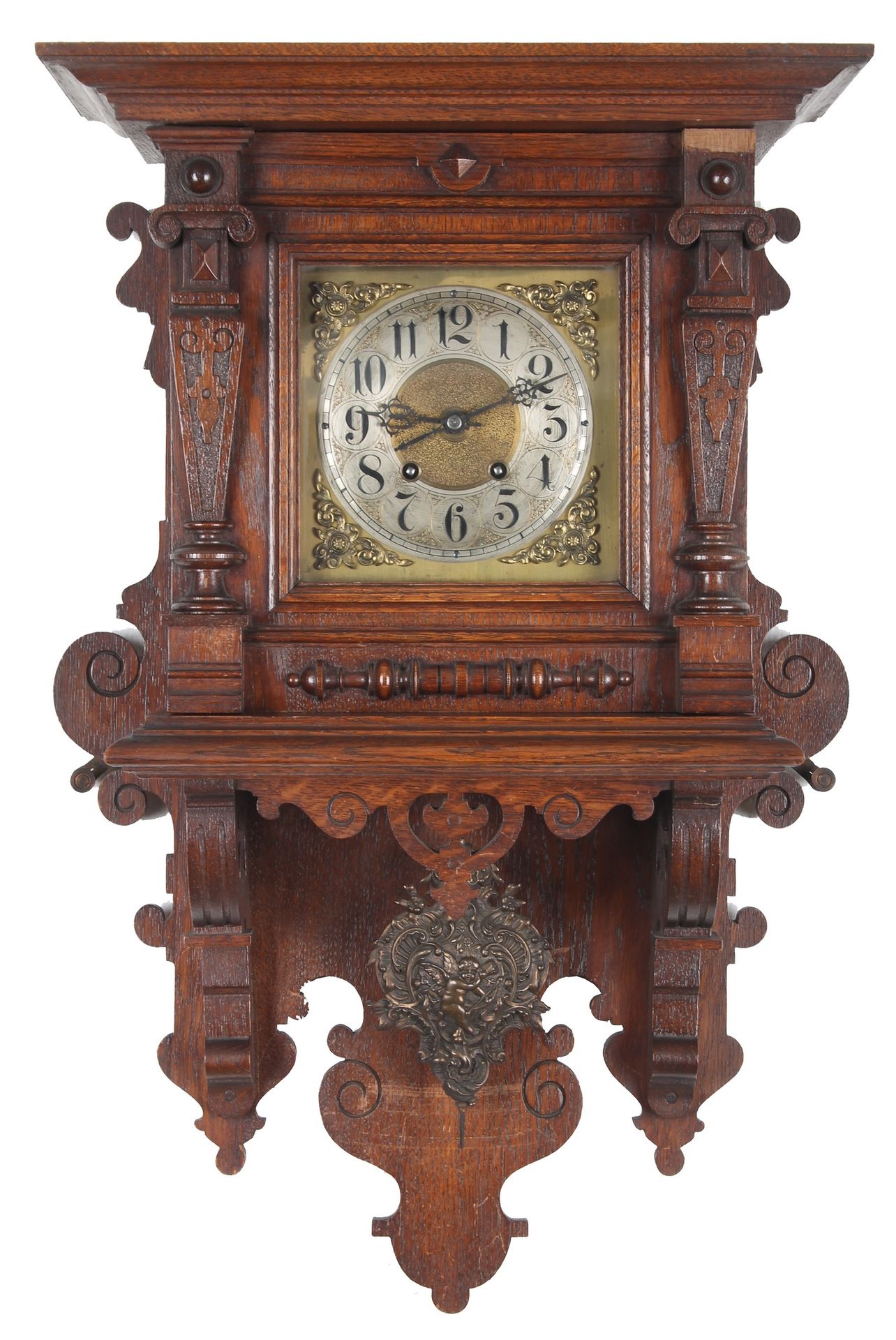 A.G.U. Lenzkirch Wanduhr, wall clock art nouveau, Bois, régulateur de 1915-1920,&hellip;