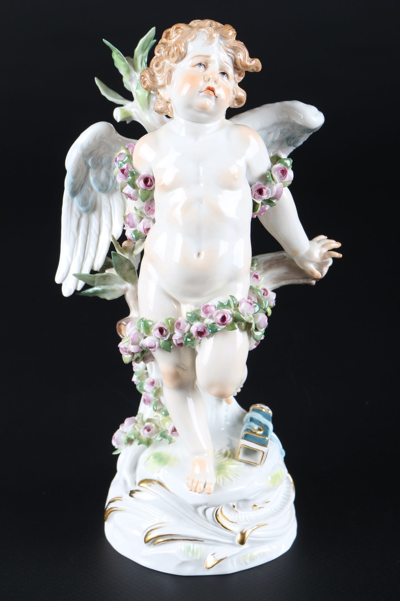 Meissen gefesselter Amor, porcelain figure cherub, Porcelaine, épée bleue marque&hellip;