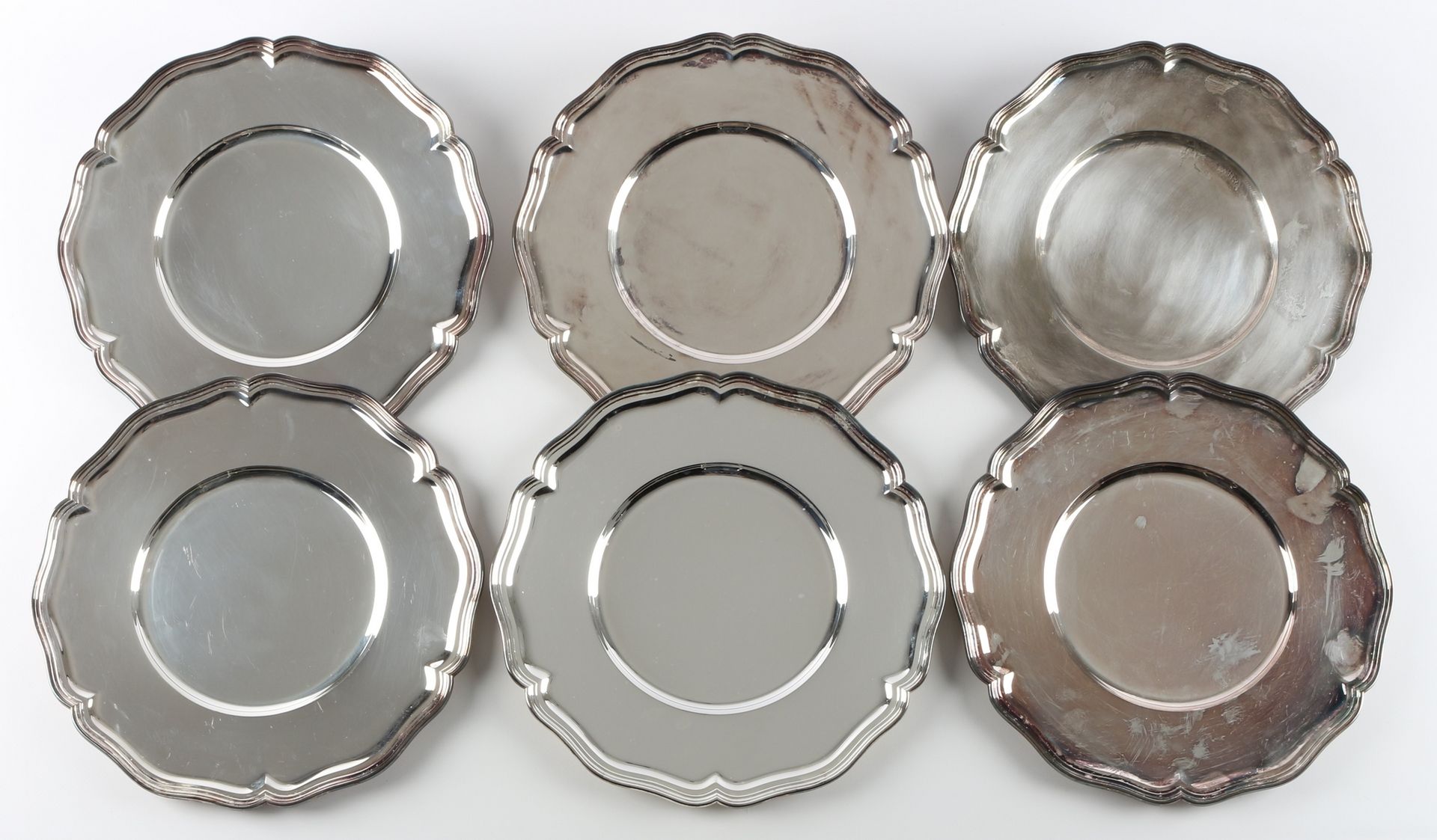 800 Silber 6 große Platzteller Chippendale, Wilkens, silver plates, Argent, poin&hellip;