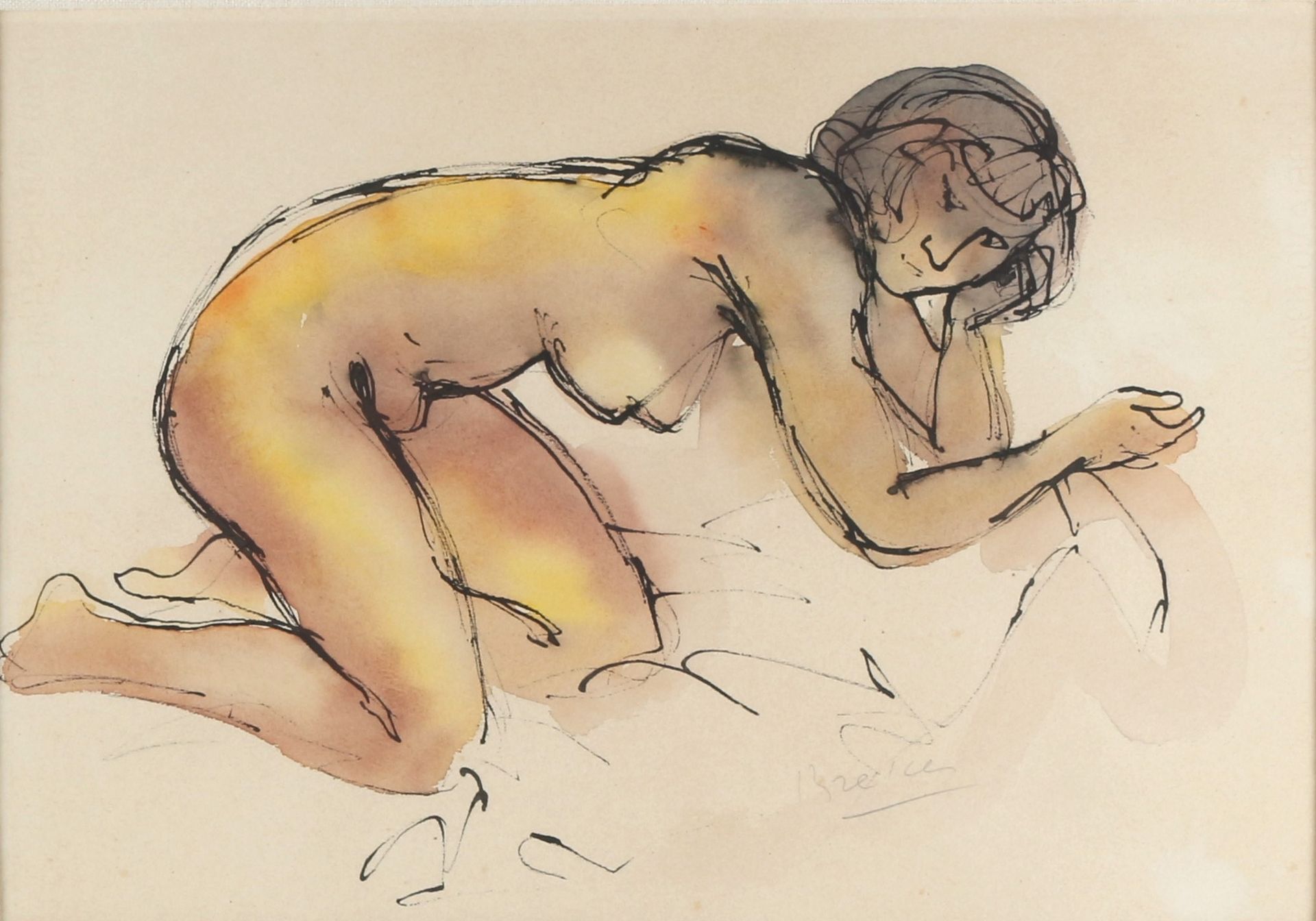 Arno Breker (1900-1991) kniender weiblicher Akt, female nude act Aquarelle/papie&hellip;