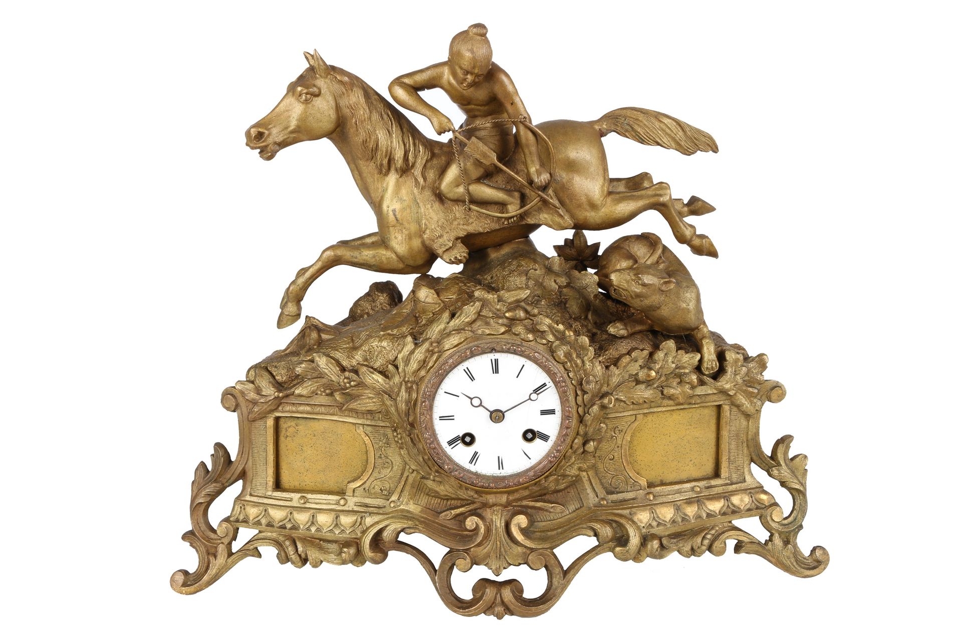 Figuren-Kaminuhr Frankreich um 1900, french mantel clock, Fonte de zinc, couleur&hellip;